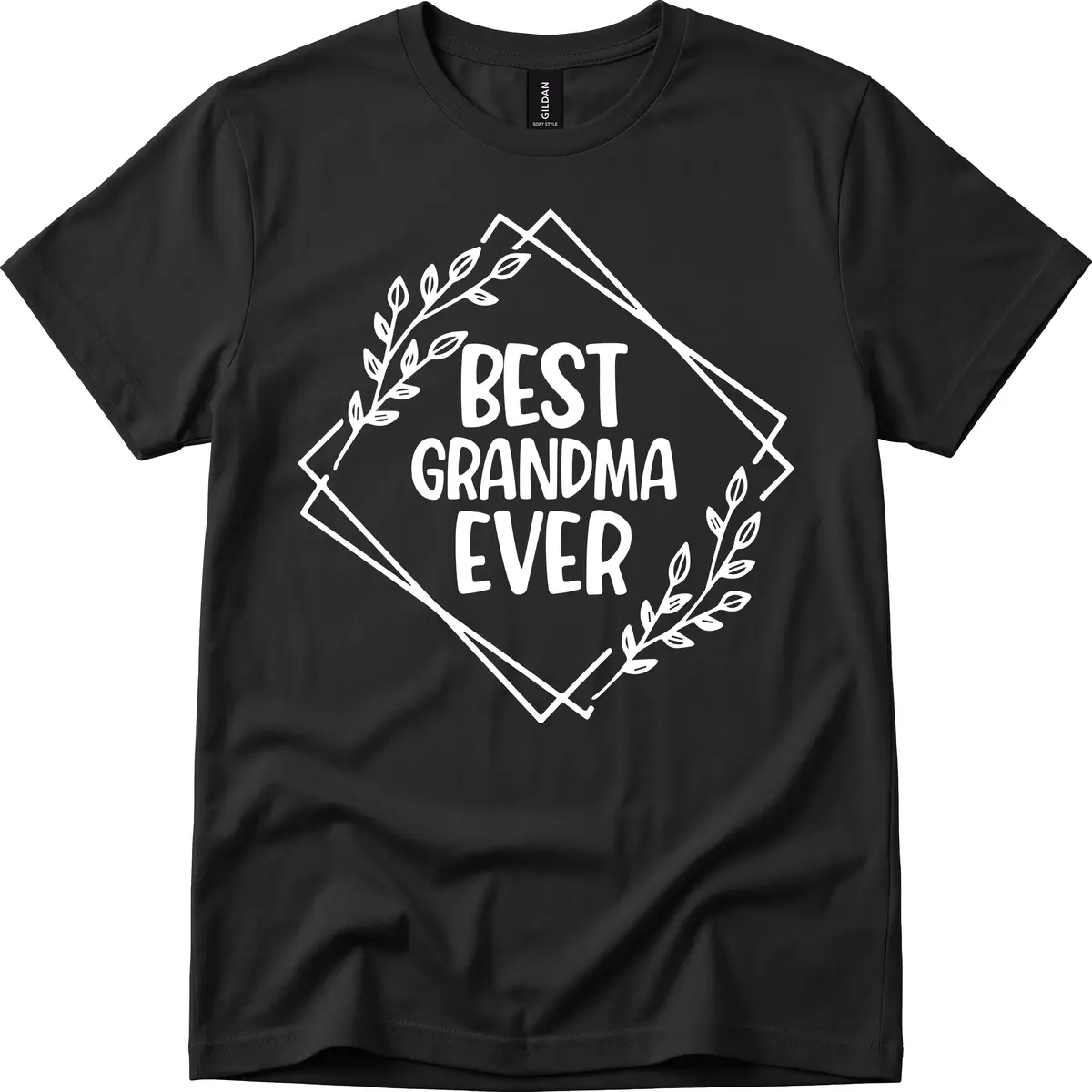 Best Grandma Ever Floral Frame T-Shirt in Black