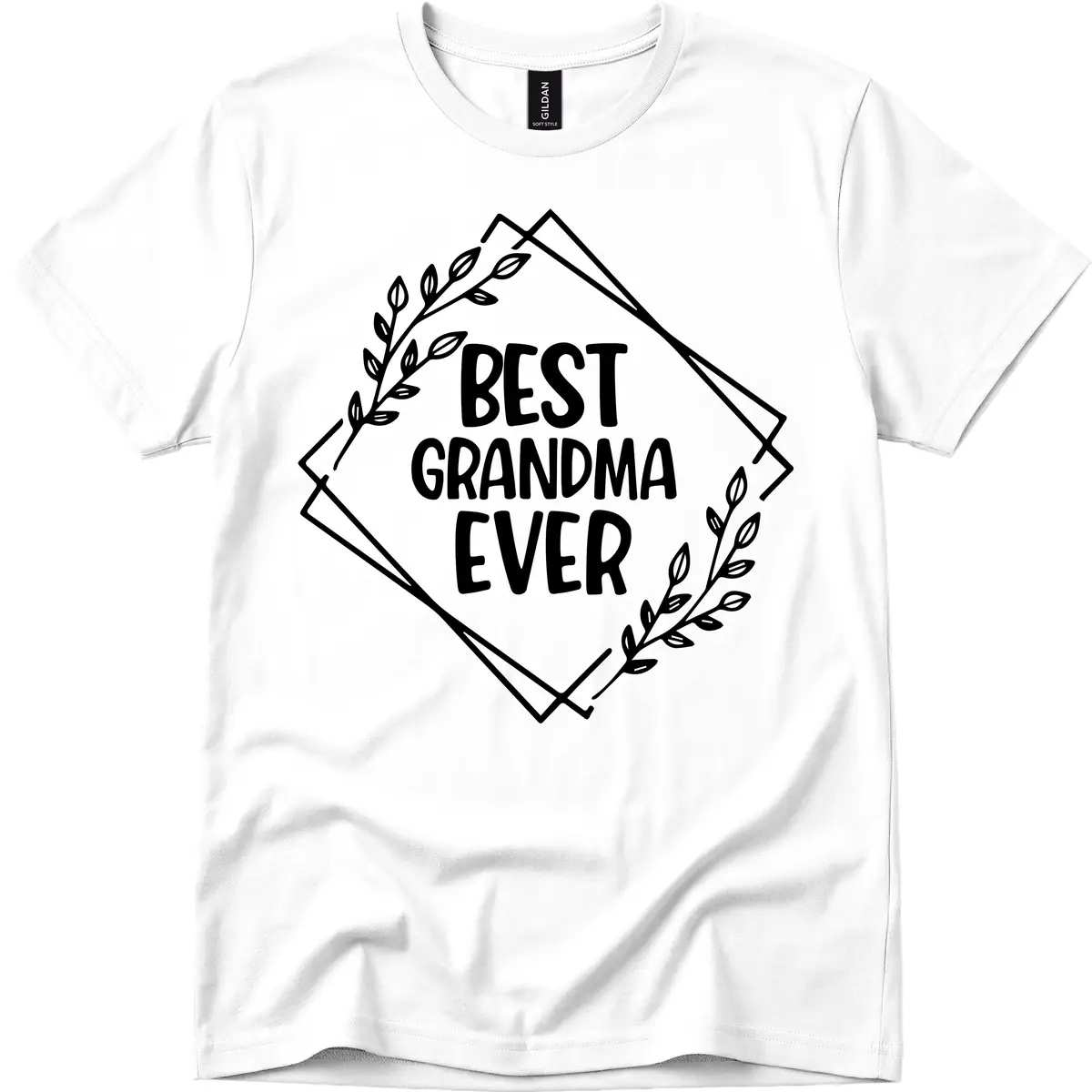 Best Grandma Ever Floral Frame T-Shirt in White