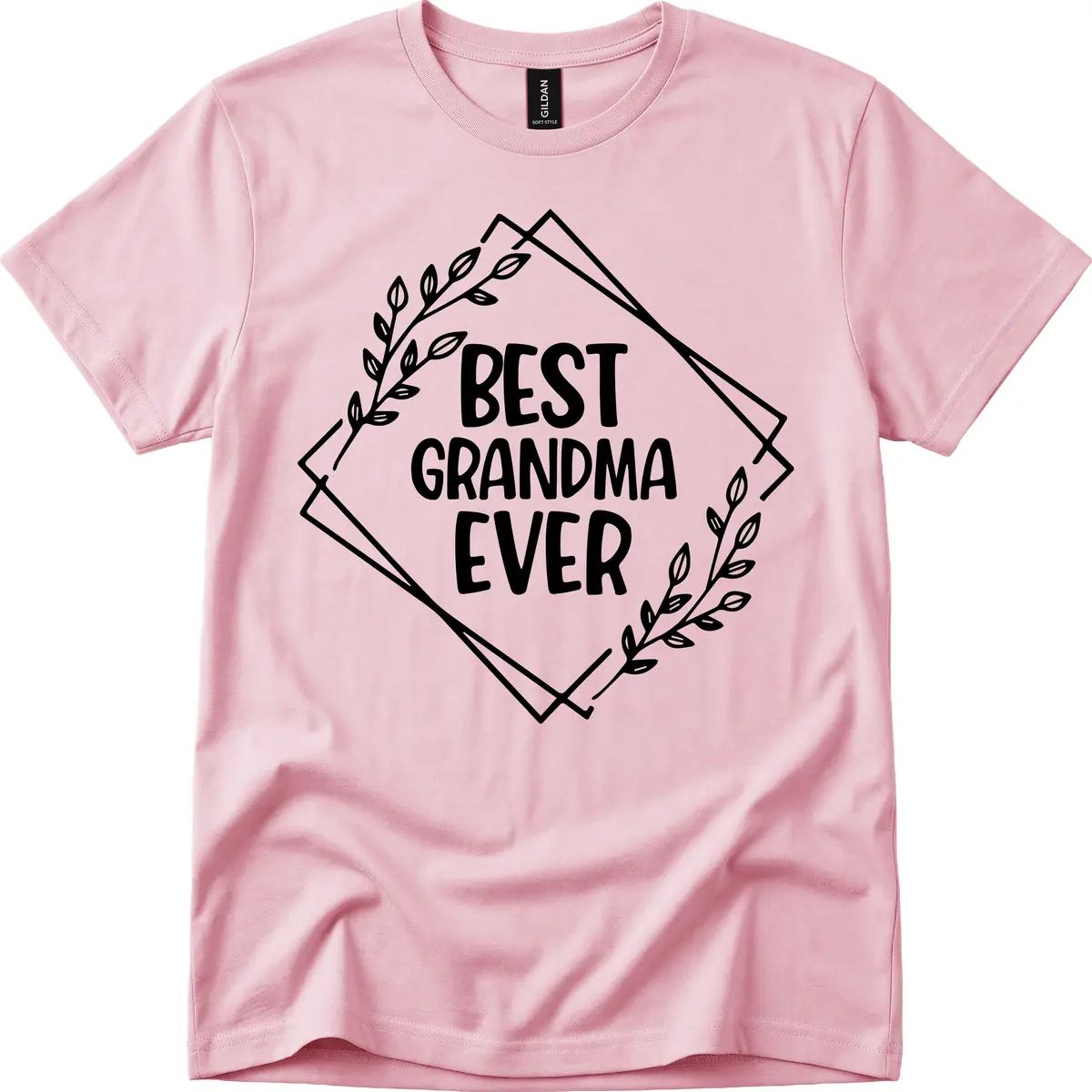 Best Grandma Ever Floral Frame T-Shirt in Light Pink