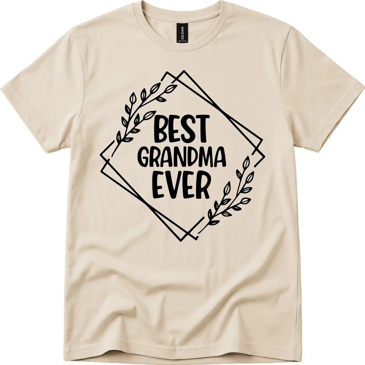 Best Grandma Ever Floral Frame T-Shirt in Sand