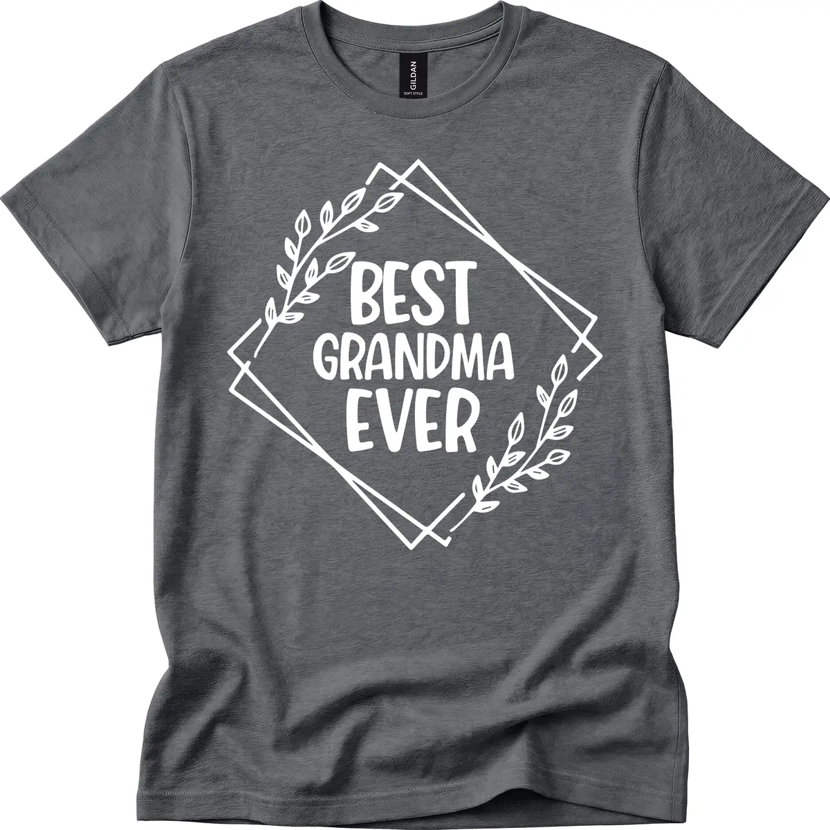 Best Grandma Ever Floral Frame T-Shirt in Dark Heather