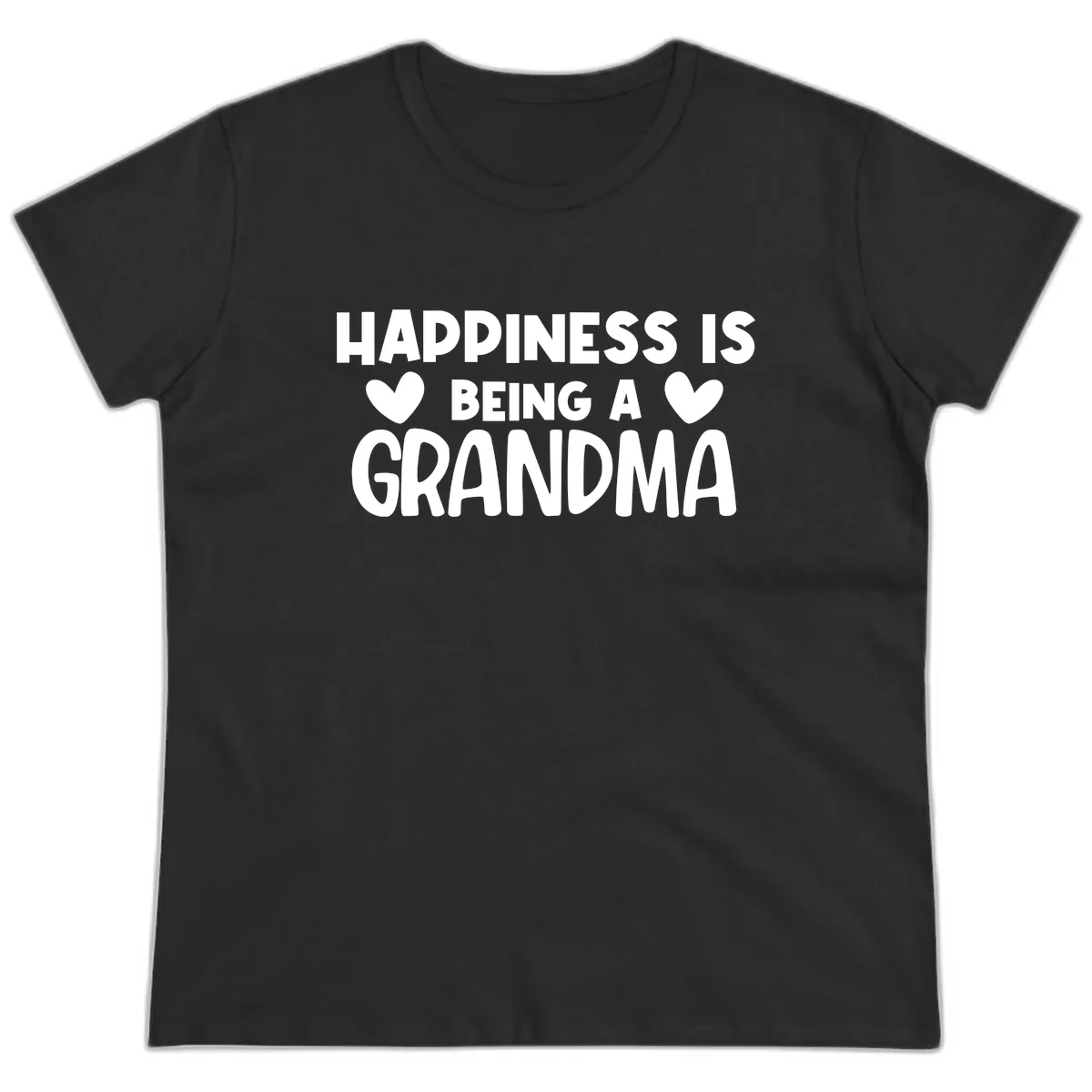 Happiness Is Being A Grandma Ladies Tee in Black