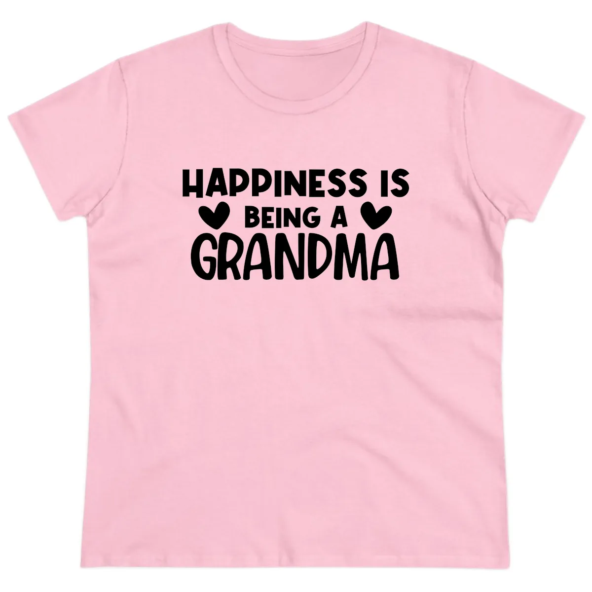 Happiness Is Being A Grandma Ladies Tee in Light Pink