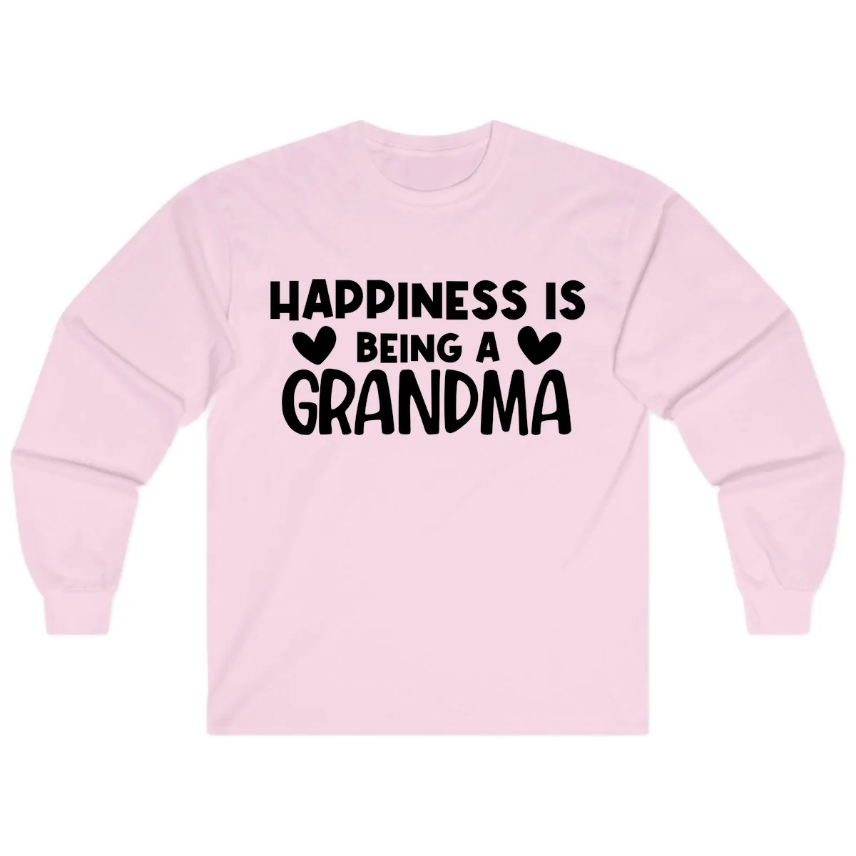 Happiness Is Being A Grandma Long Sleeve in Light Pink
