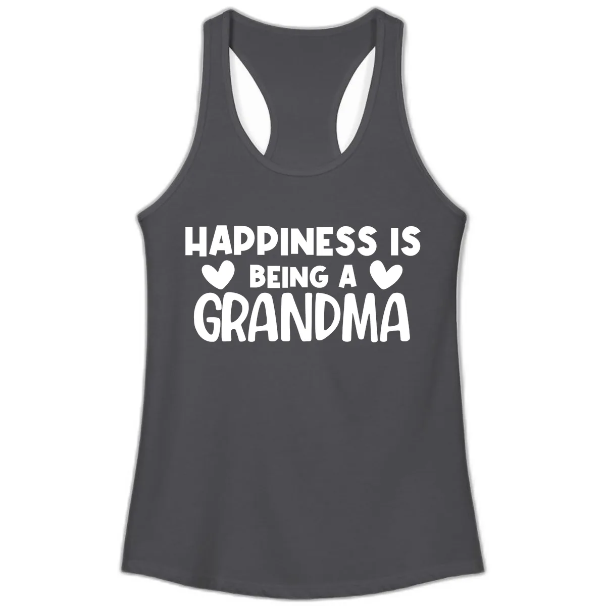 Happiness Is Being A Grandma Ladies Tank in Solid Dark Gray