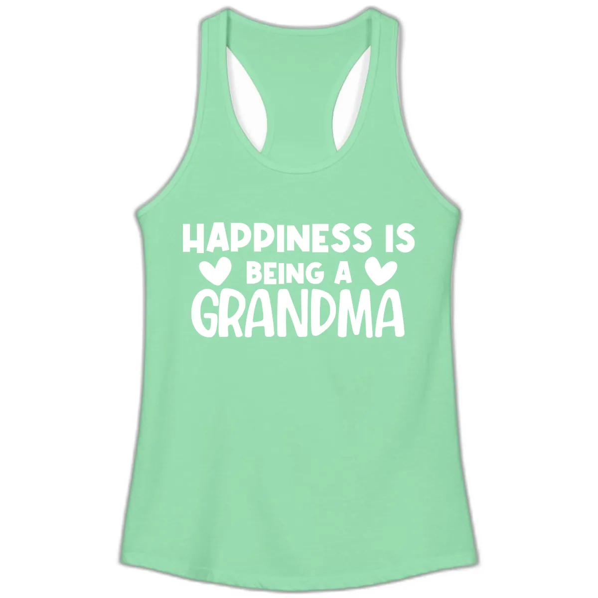 Happiness Is Being A Grandma Ladies Tank in Solid Mint