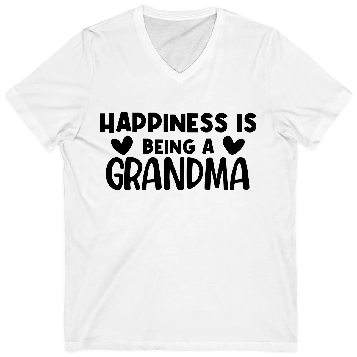 Happiness Is Being A Grandma V-Neck in White