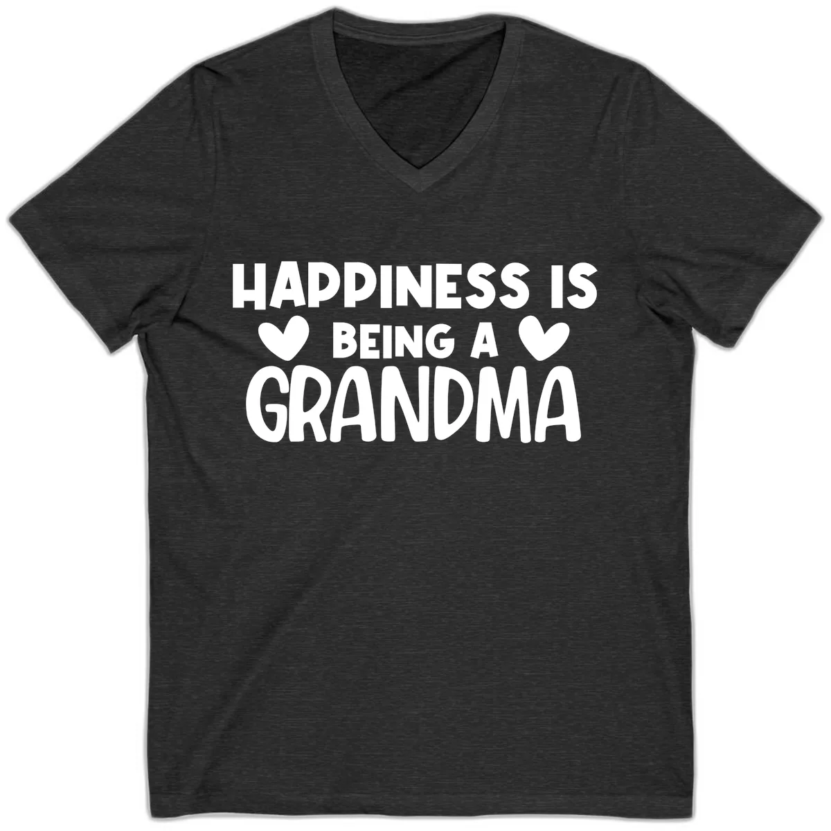 Happiness Is Being A Grandma V-Neck in Dark Grey Heather