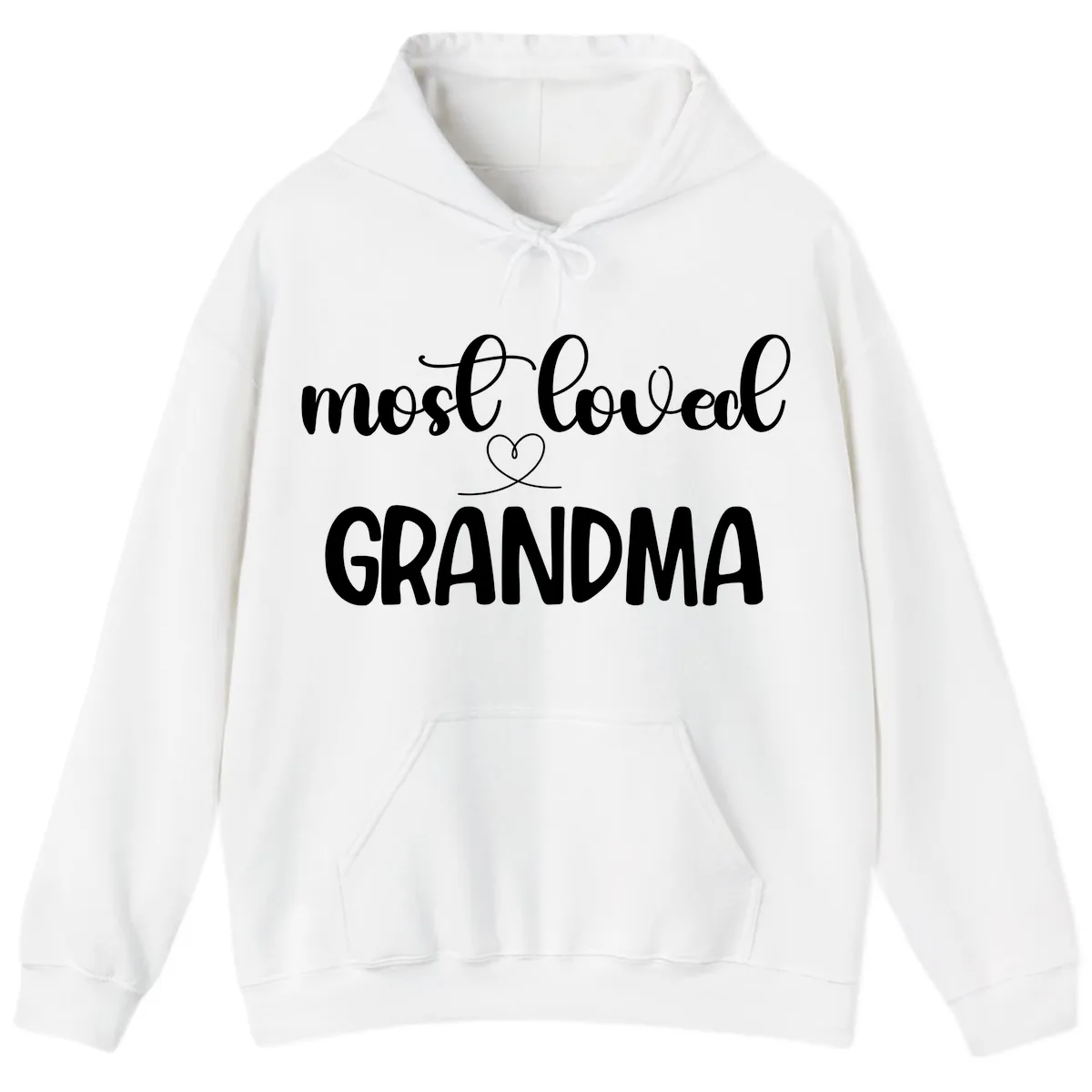 Most Loved Grandma Typography Design Hoodie in White