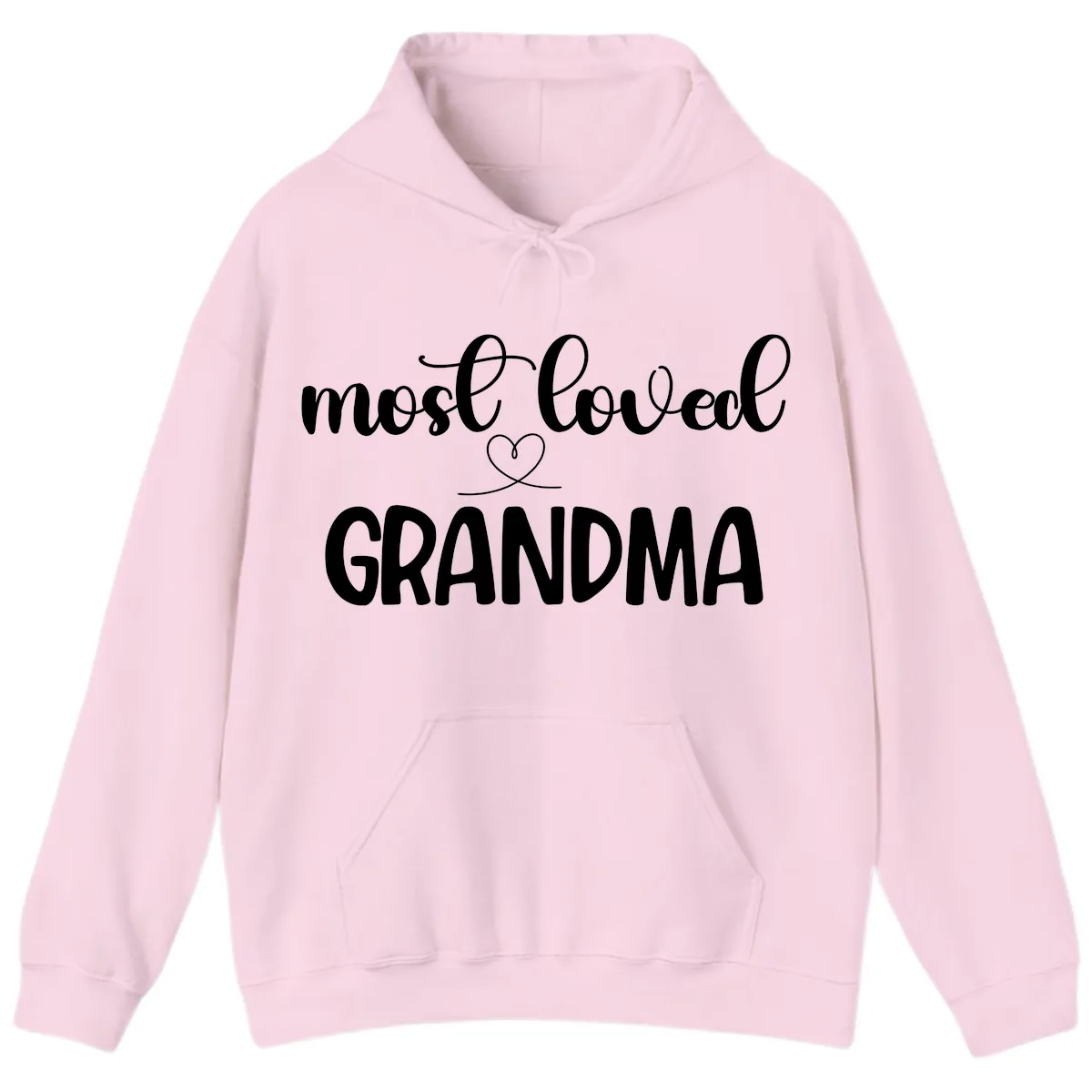 Most Loved Grandma Typography Design Hoodie in Light Pink