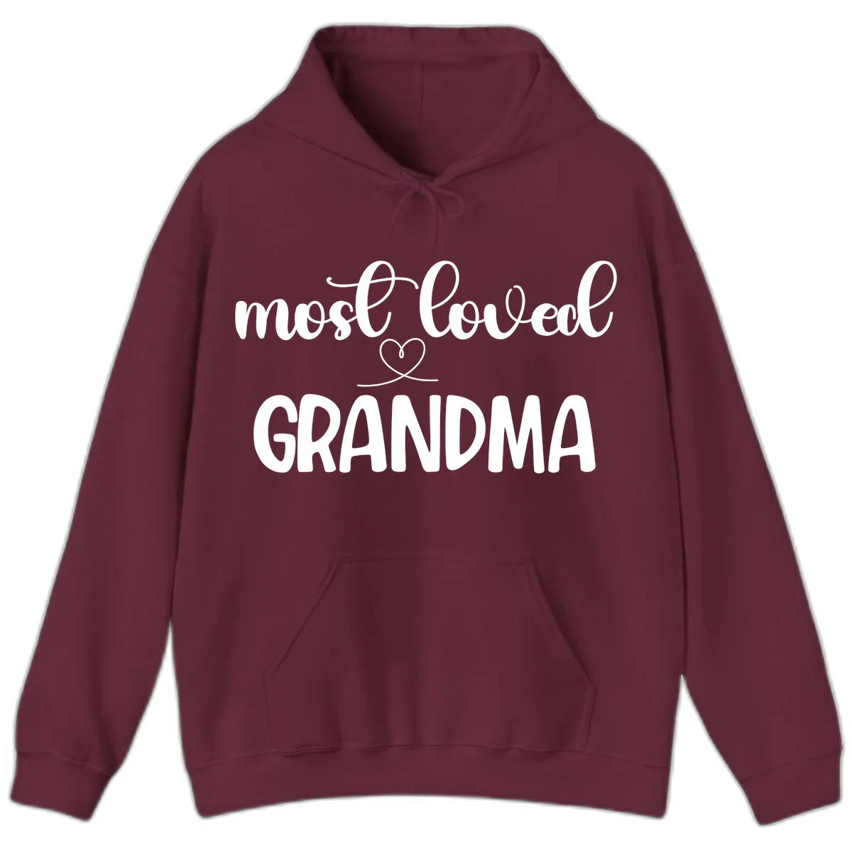 Most Loved Grandma Typography Design Hoodie in Maroon