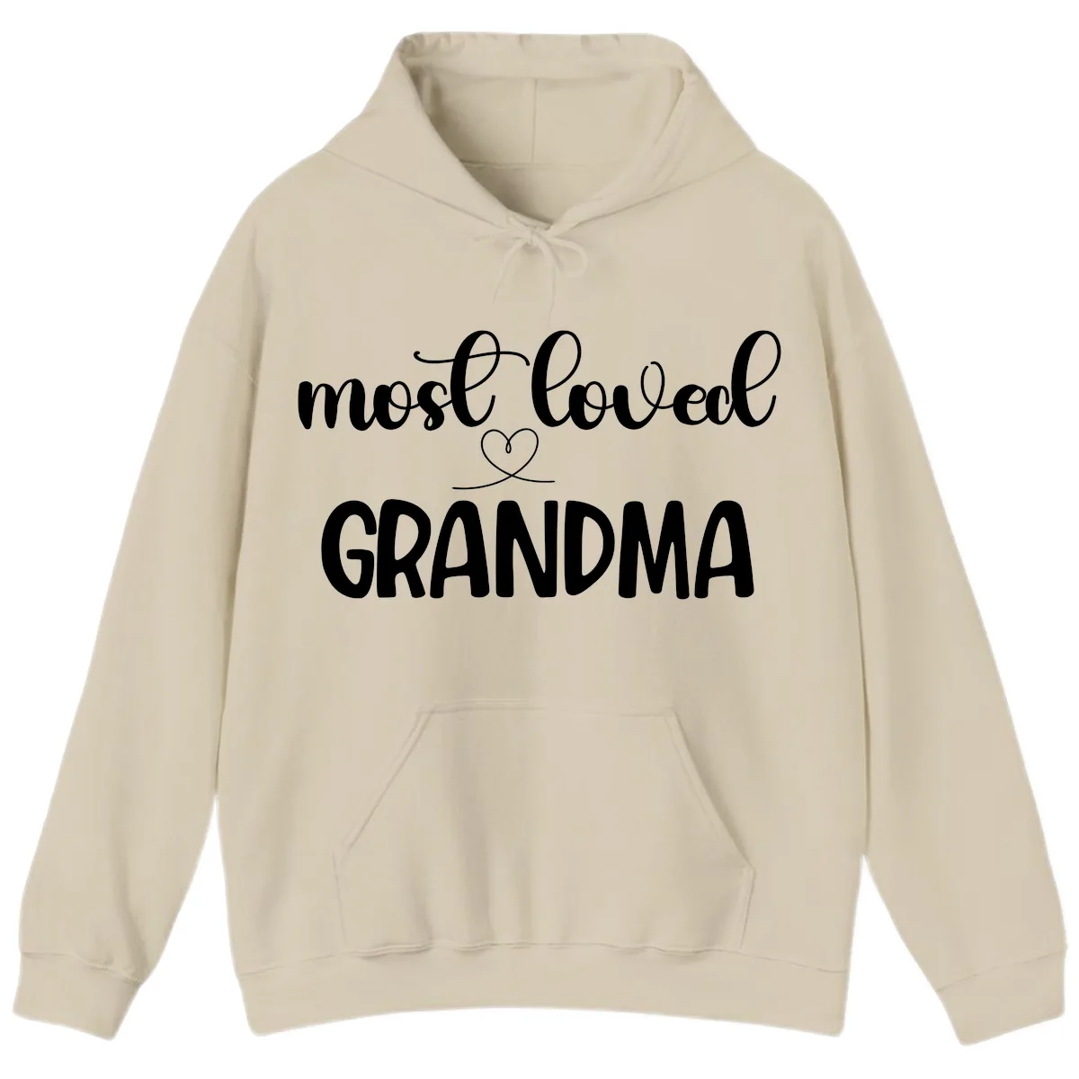Most Loved Grandma Typography Design Hoodie in Sand