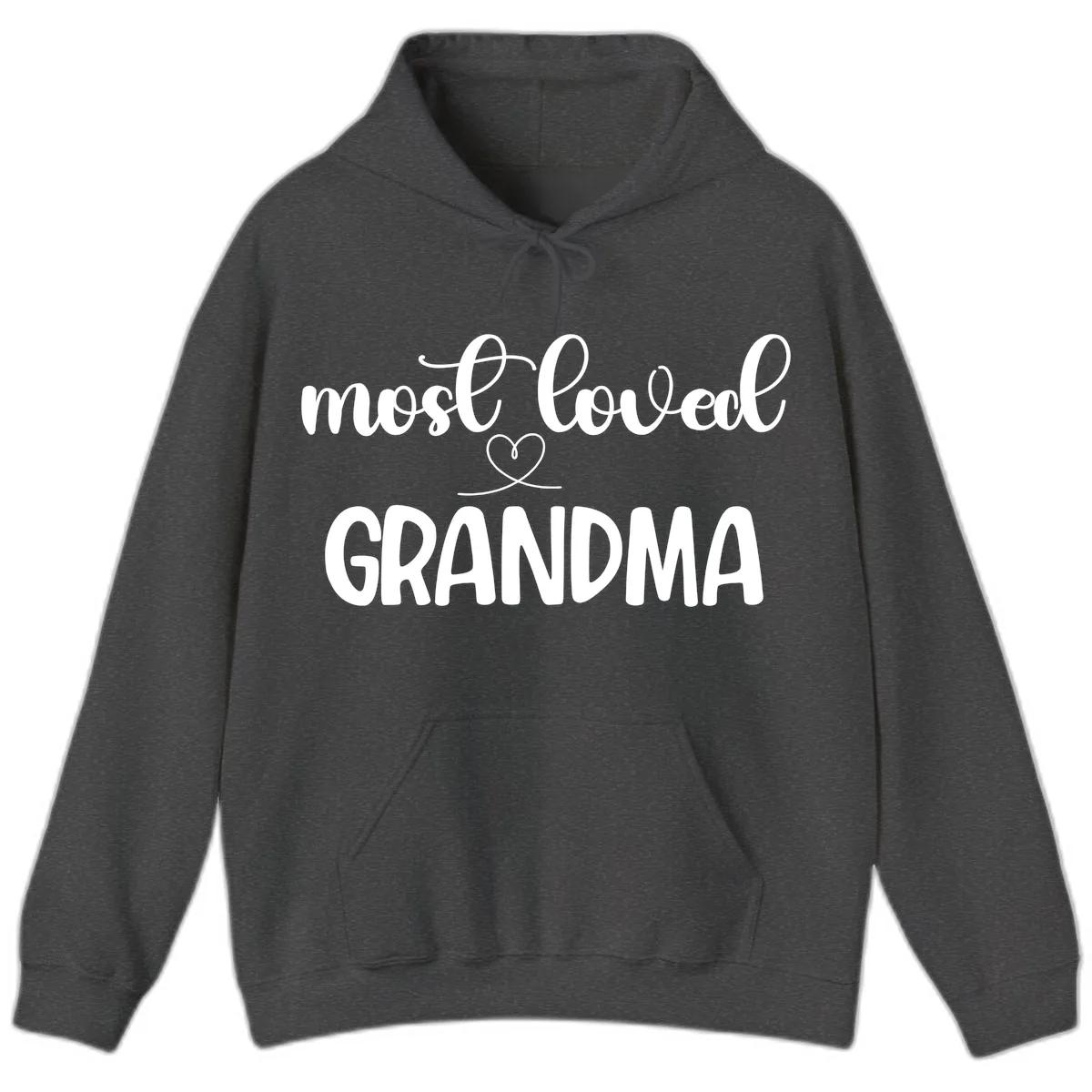 Most Loved Grandma Typography Design Hoodie in Dark Heather