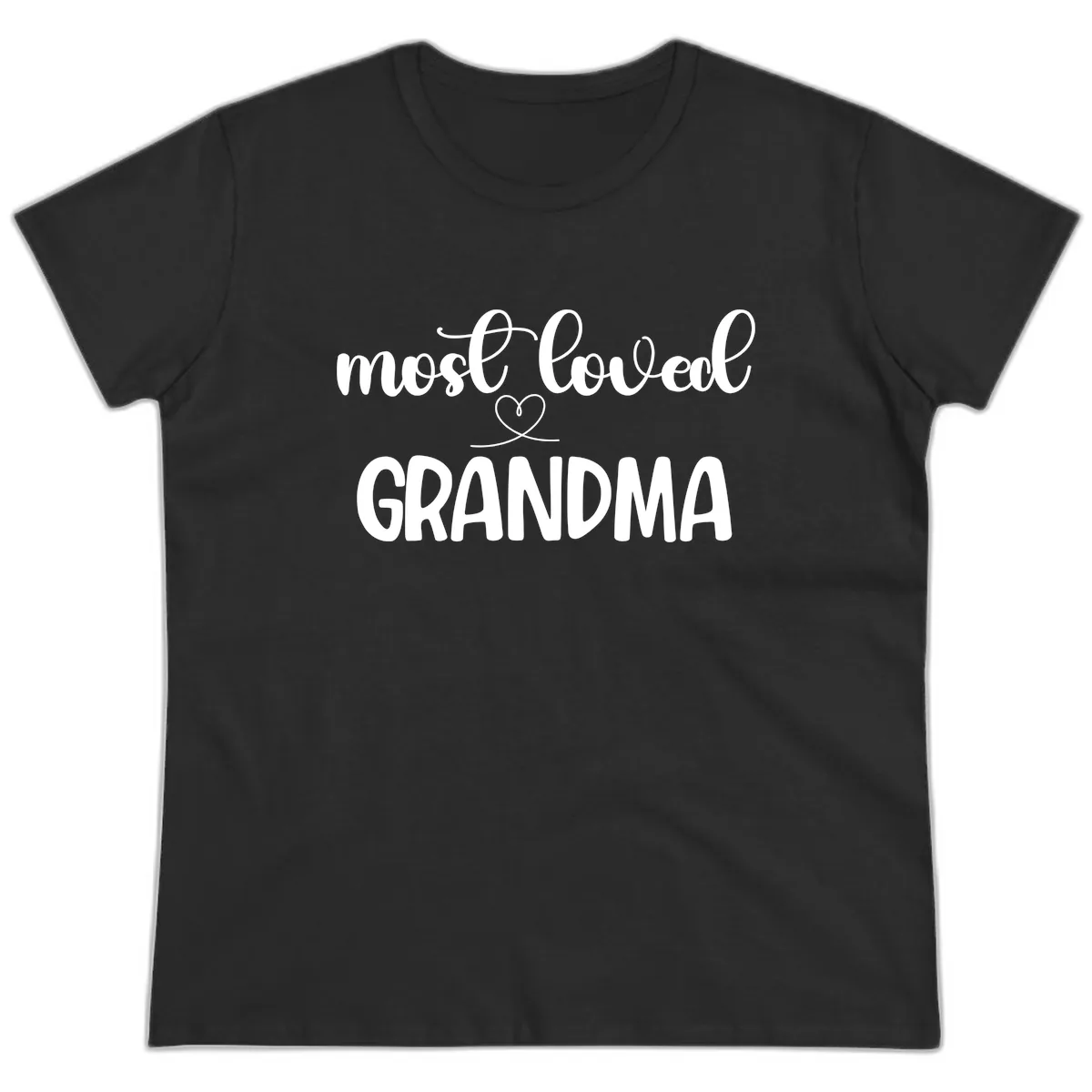 Most Loved Grandma Typography Design Ladies Tee in Black