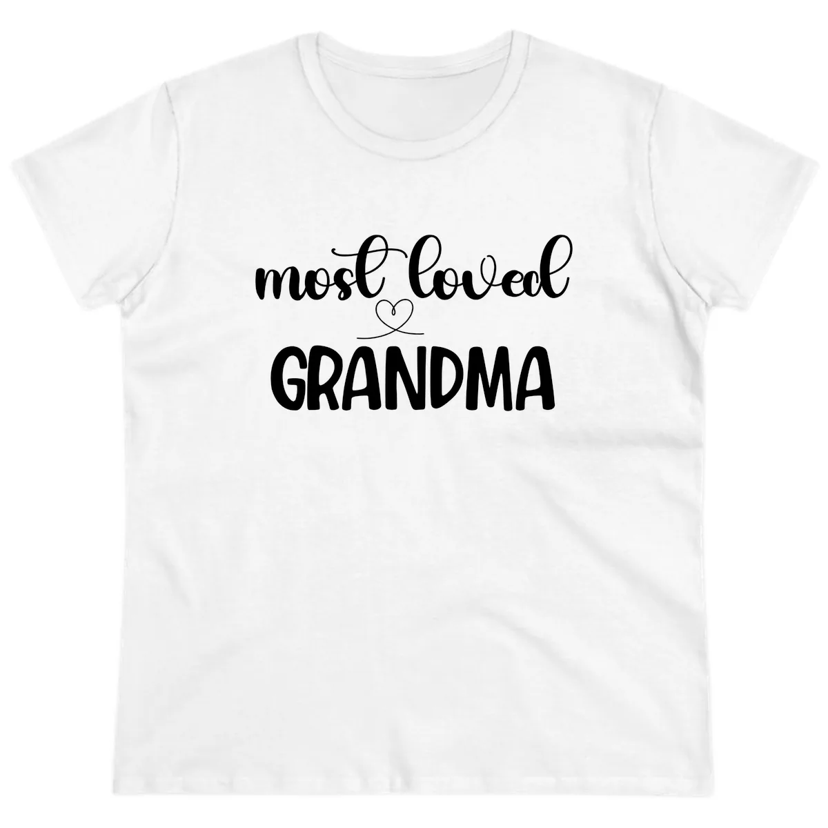 Most Loved Grandma Typography Design Ladies Tee in White