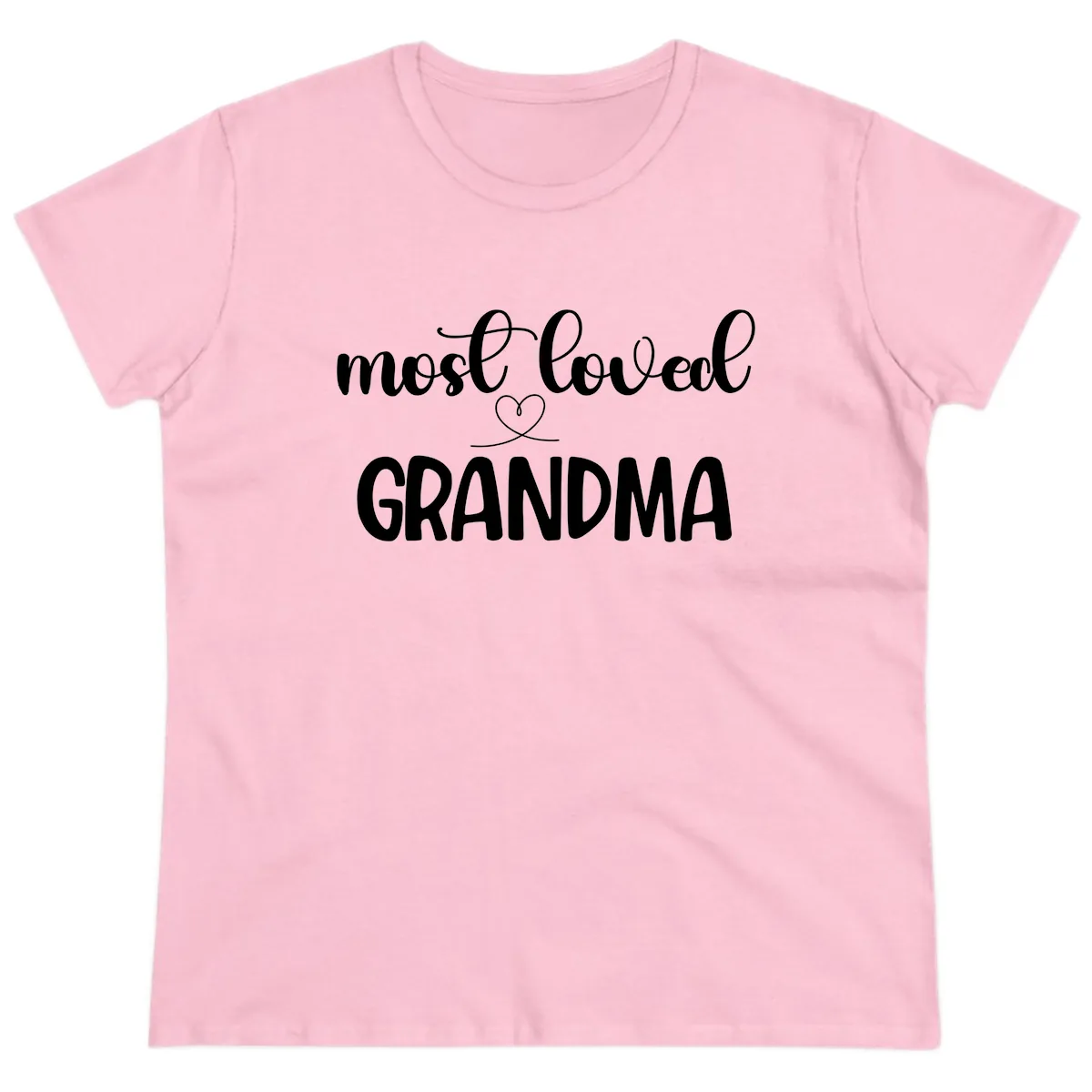 Most Loved Grandma Typography Design Ladies Tee in Light Pink