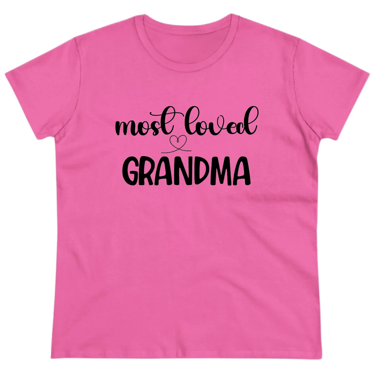 Most Loved Grandma Typography Design Ladies Tee in Azalea