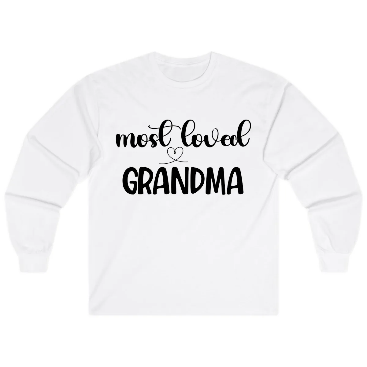 Most Loved Grandma Typography Design Long Sleeve in White