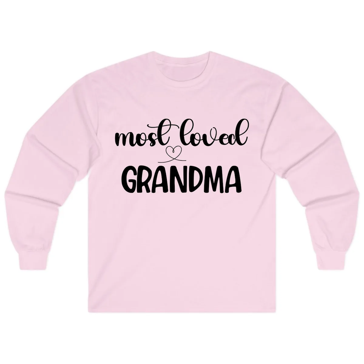 Most Loved Grandma Typography Design Long Sleeve in Light Pink