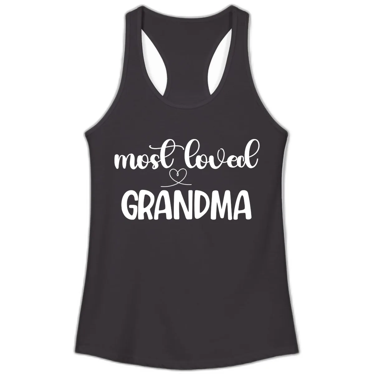 Most Loved Grandma Typography Design Ladies Tank in Black