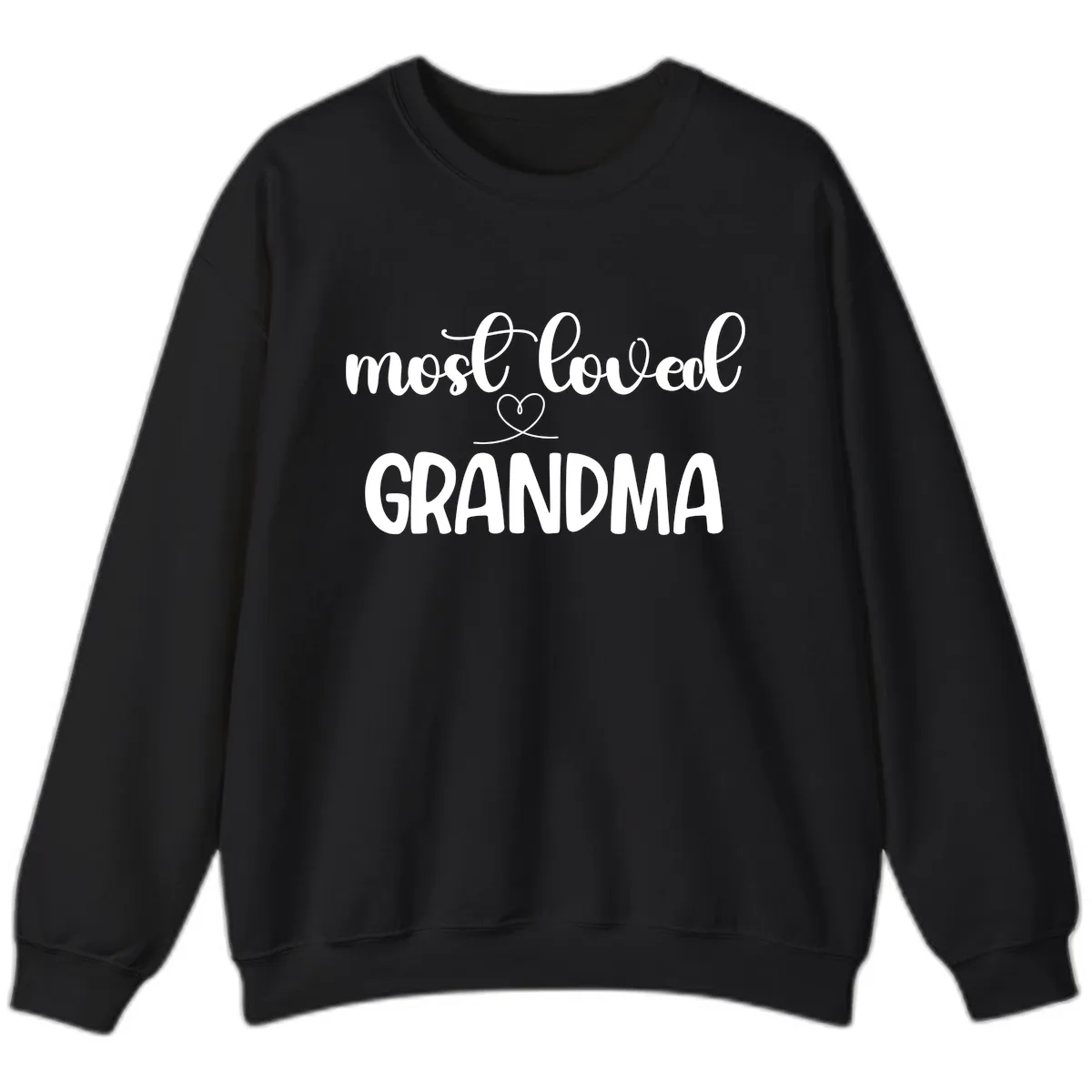 Most Loved Grandma Typography Design Sweatshirt in Black