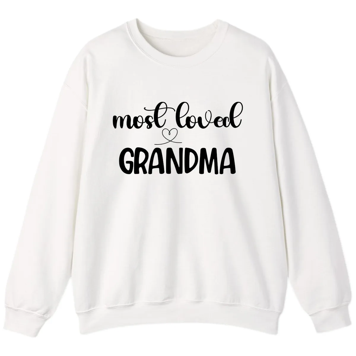 Most Loved Grandma Typography Design Sweatshirt in White