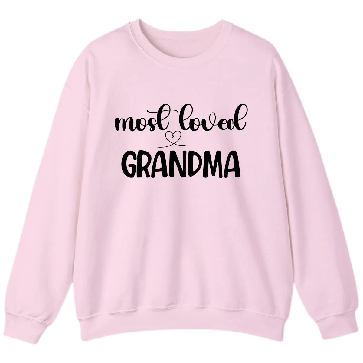 Most Loved Grandma Typography Design Sweatshirt in Light Pink