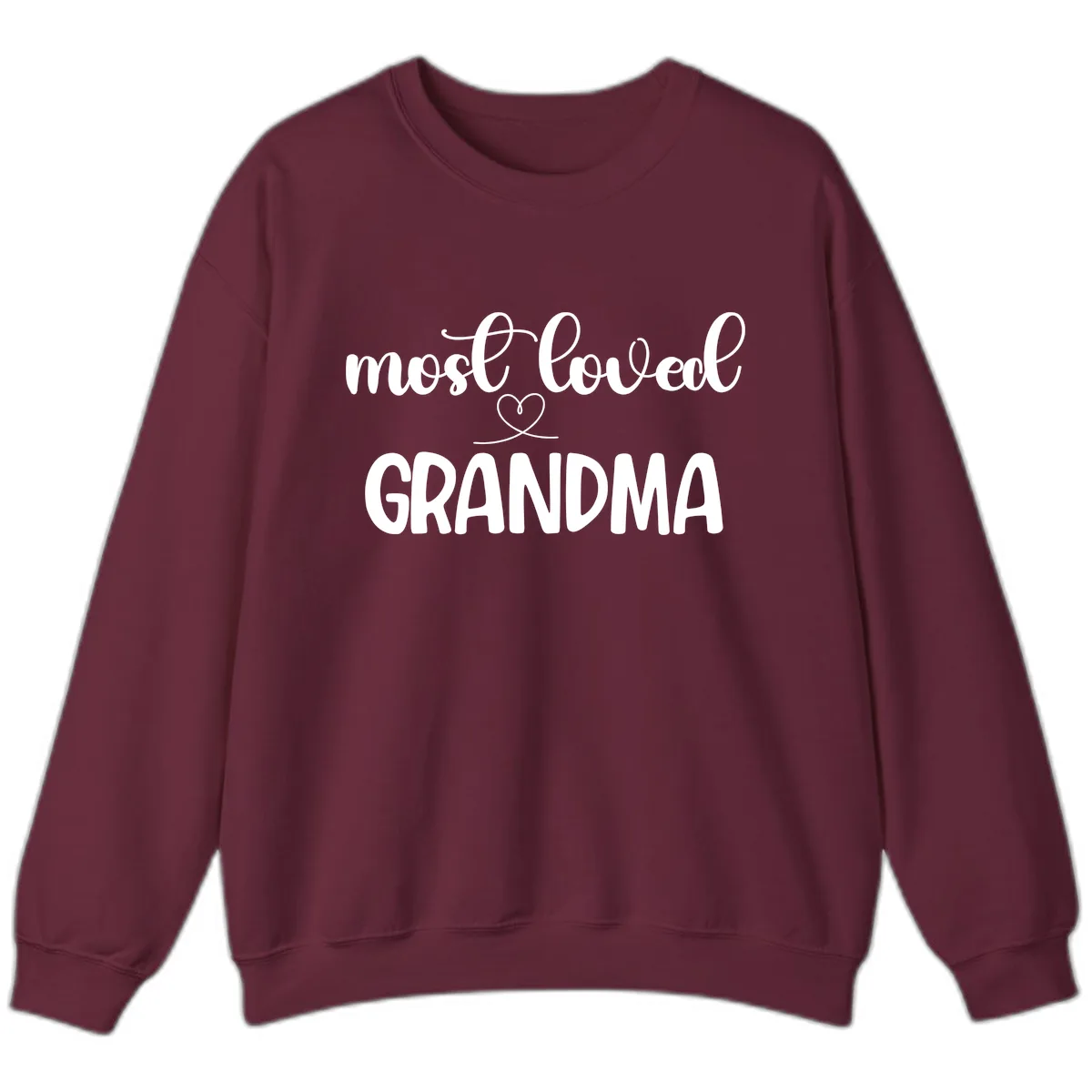 Most Loved Grandma Typography Design Sweatshirt in Maroon