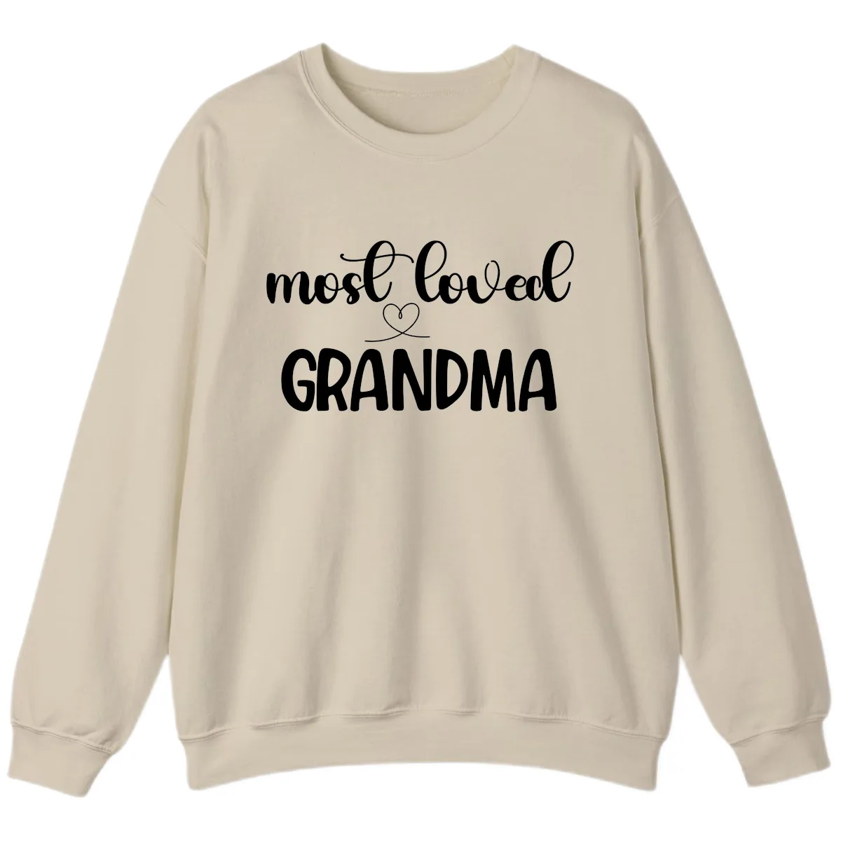 Most Loved Grandma Typography Design Sweatshirt in Sand