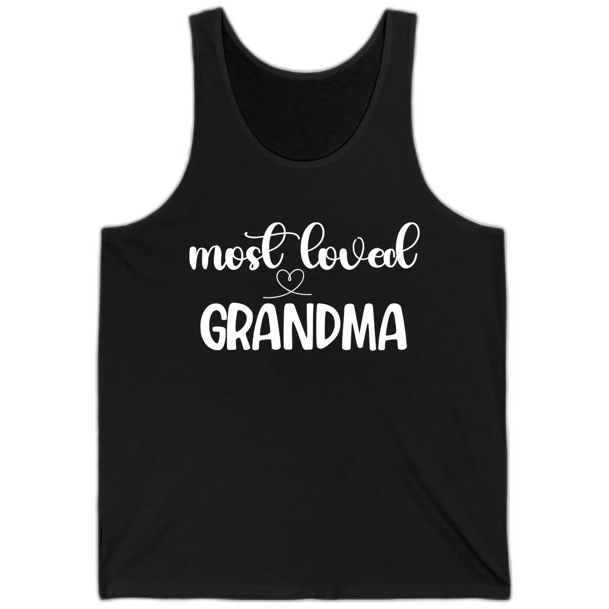 Most Loved Grandma Typography Design Tank in Black
