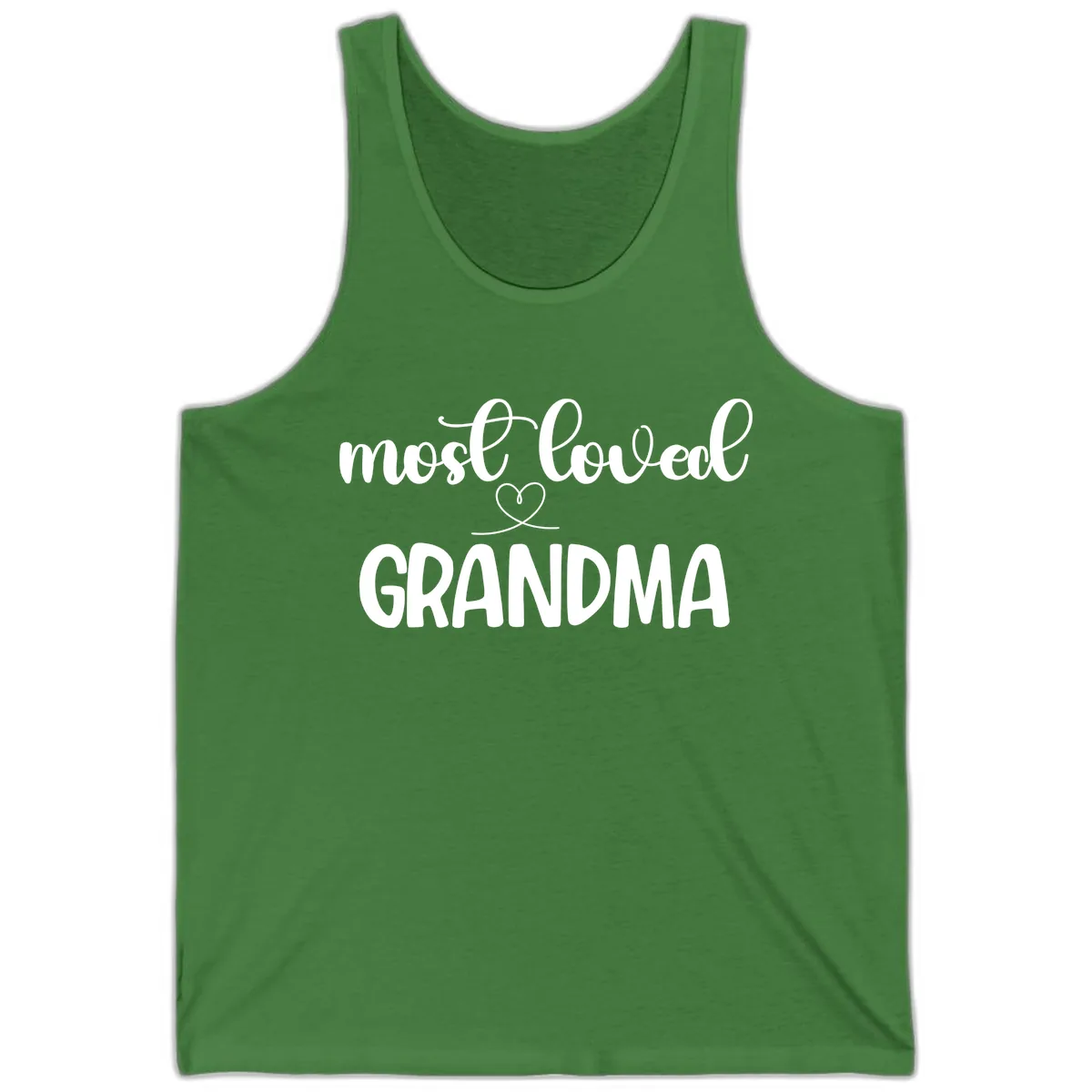 Most Loved Grandma Typography Design Tank in Leaf