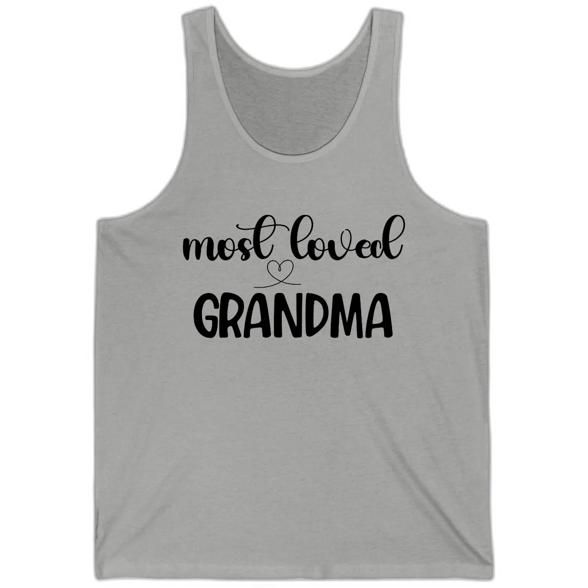 Most Loved Grandma Typography Design Tank in Athletic Heather