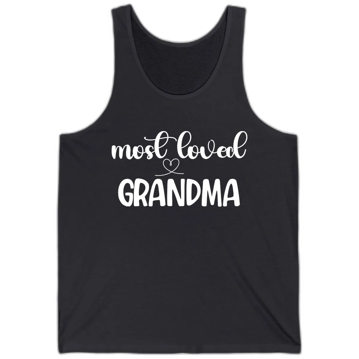 Most Loved Grandma Typography Design Tank in Dark Grey