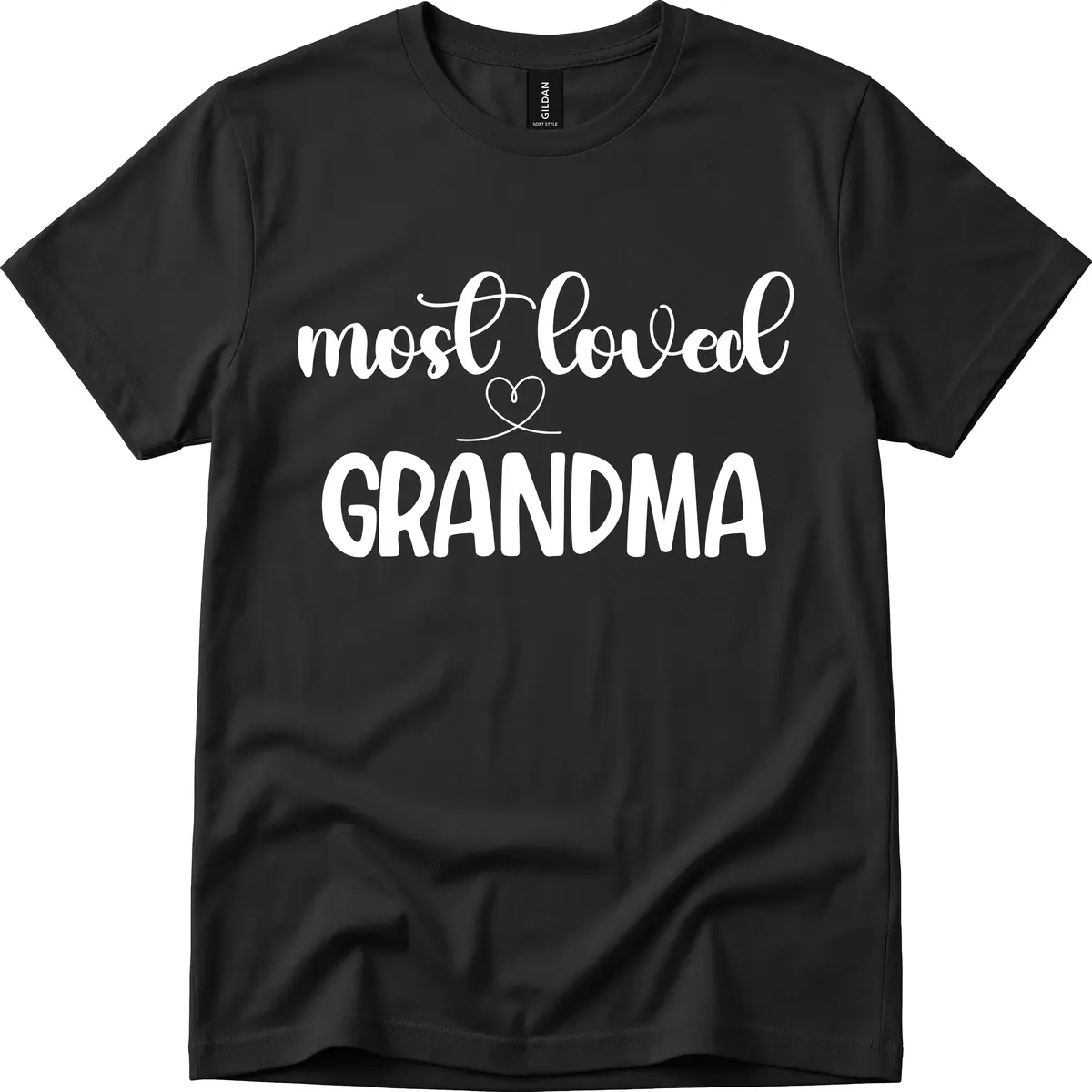Most Loved Grandma Typography Design T-Shirt in Black