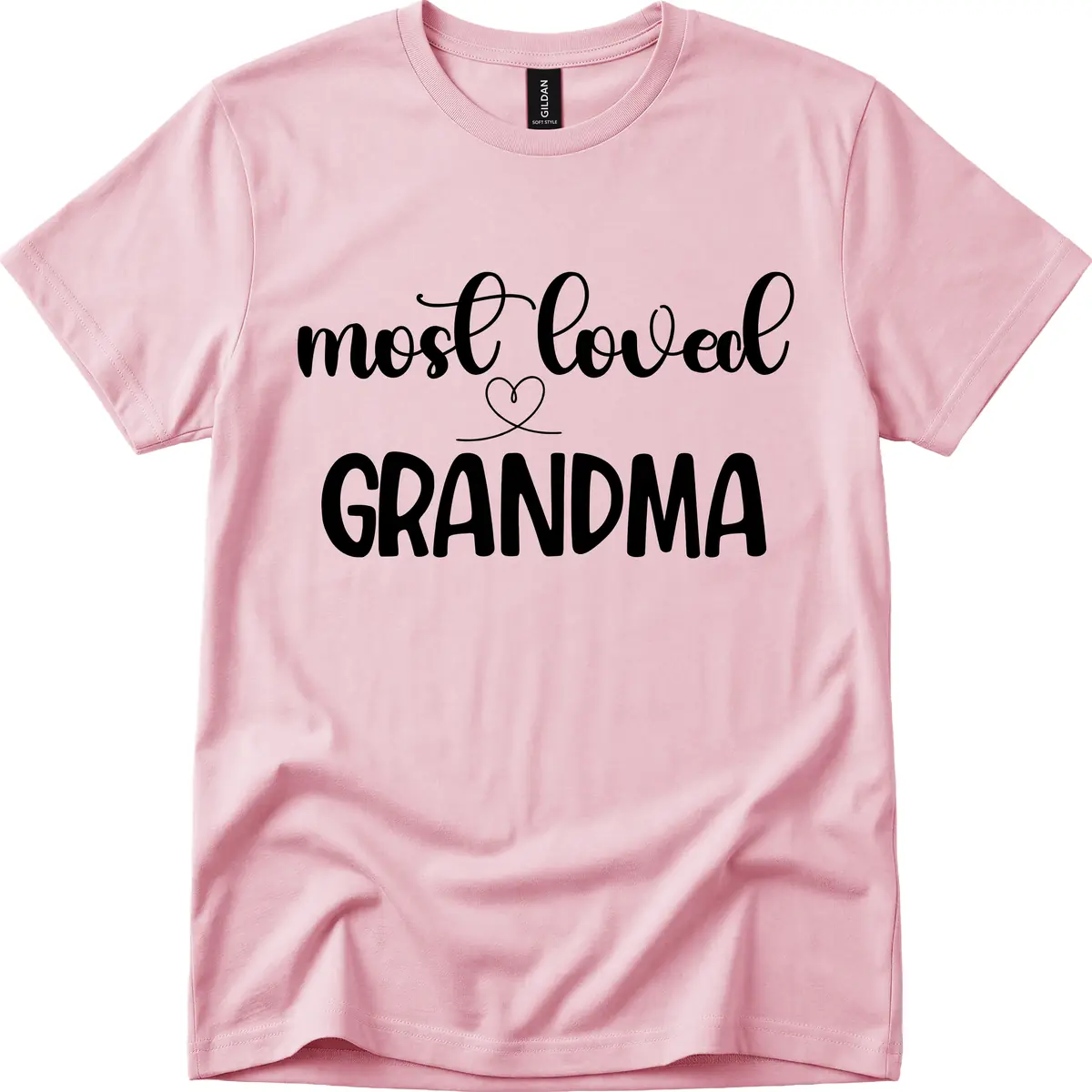 Most Loved Grandma Typography Design T-Shirt in Light Pink