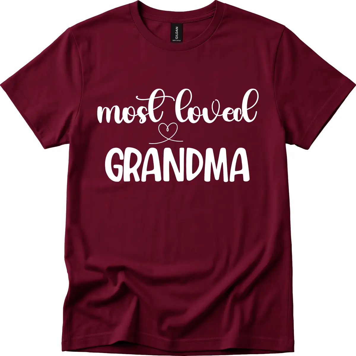 Most Loved Grandma Typography Design T-Shirt in Maroon