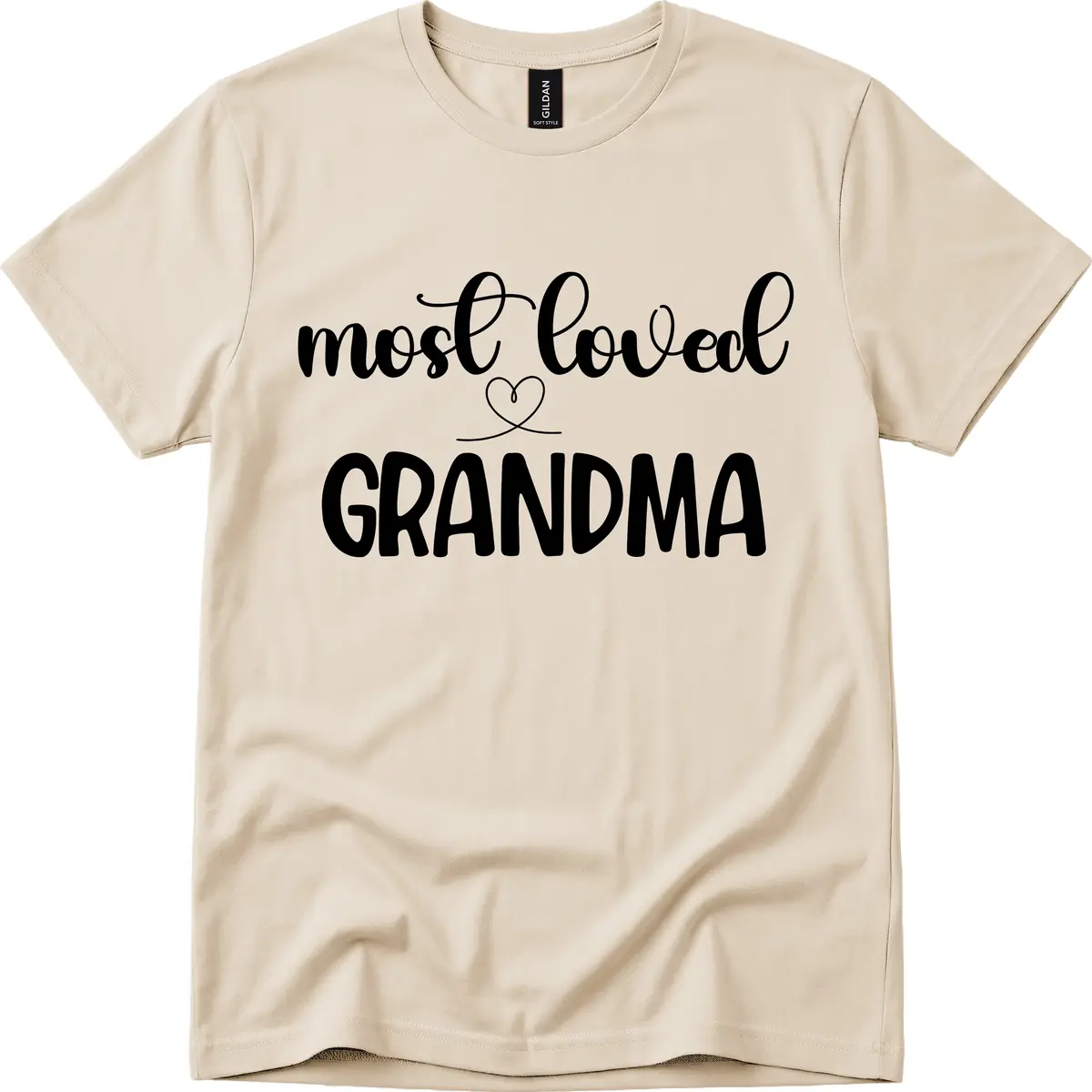Most Loved Grandma Typography Design T-Shirt in Sand
