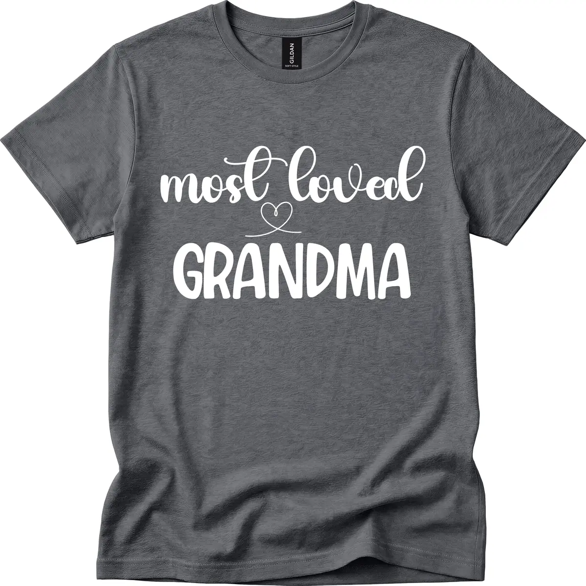 Most Loved Grandma Typography Design T-Shirt in Dark Heather