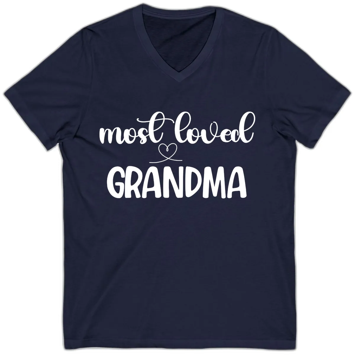 Most Loved Grandma Typography Design V-Neck in Navy