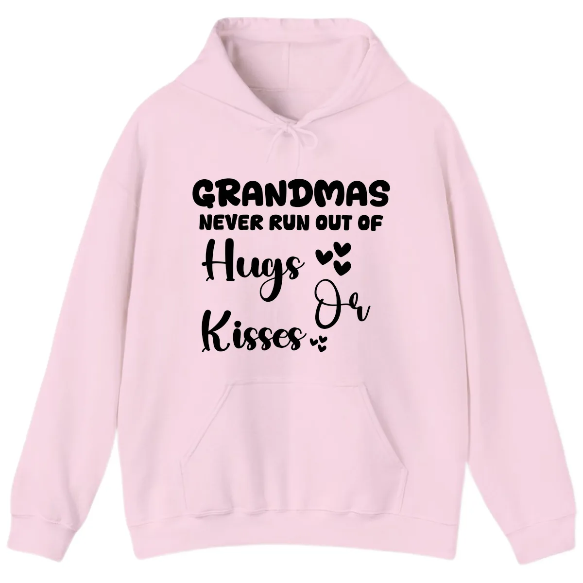 Grandmas Never Run Out Of Hugs Hoodie in Light Pink