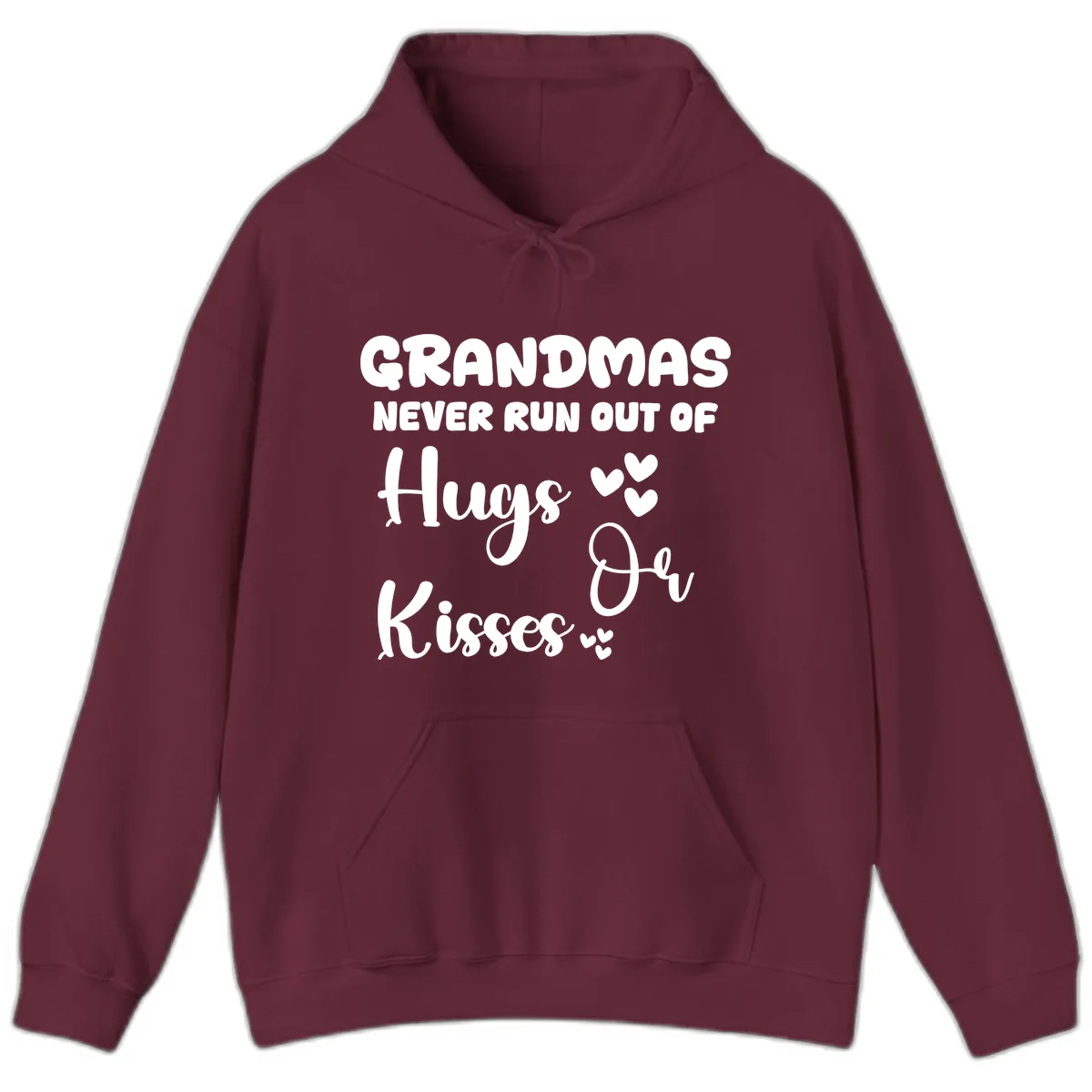 Grandmas Never Run Out Of Hugs Hoodie in Maroon