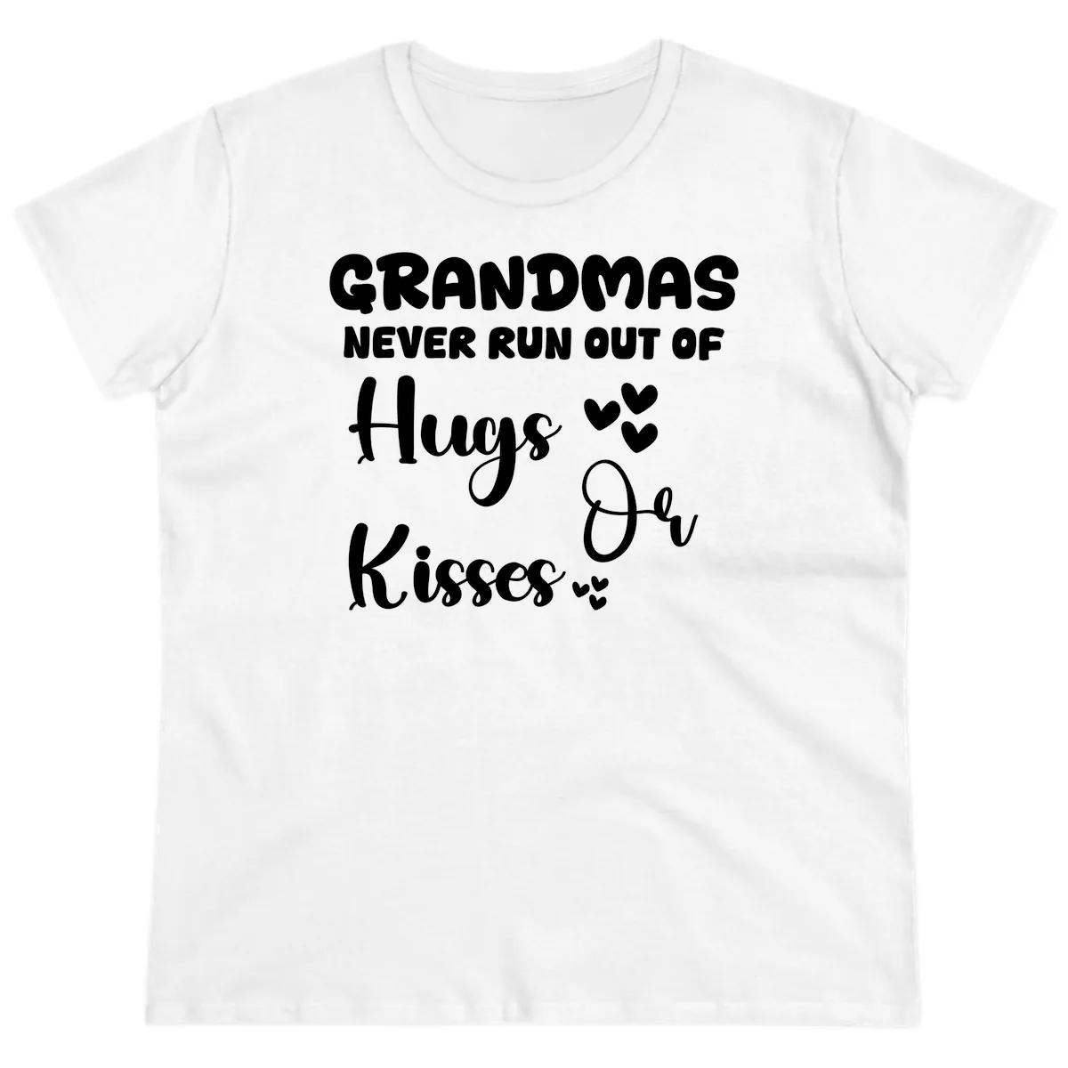Grandmas Never Run Out Of Hugs Ladies Tee in White