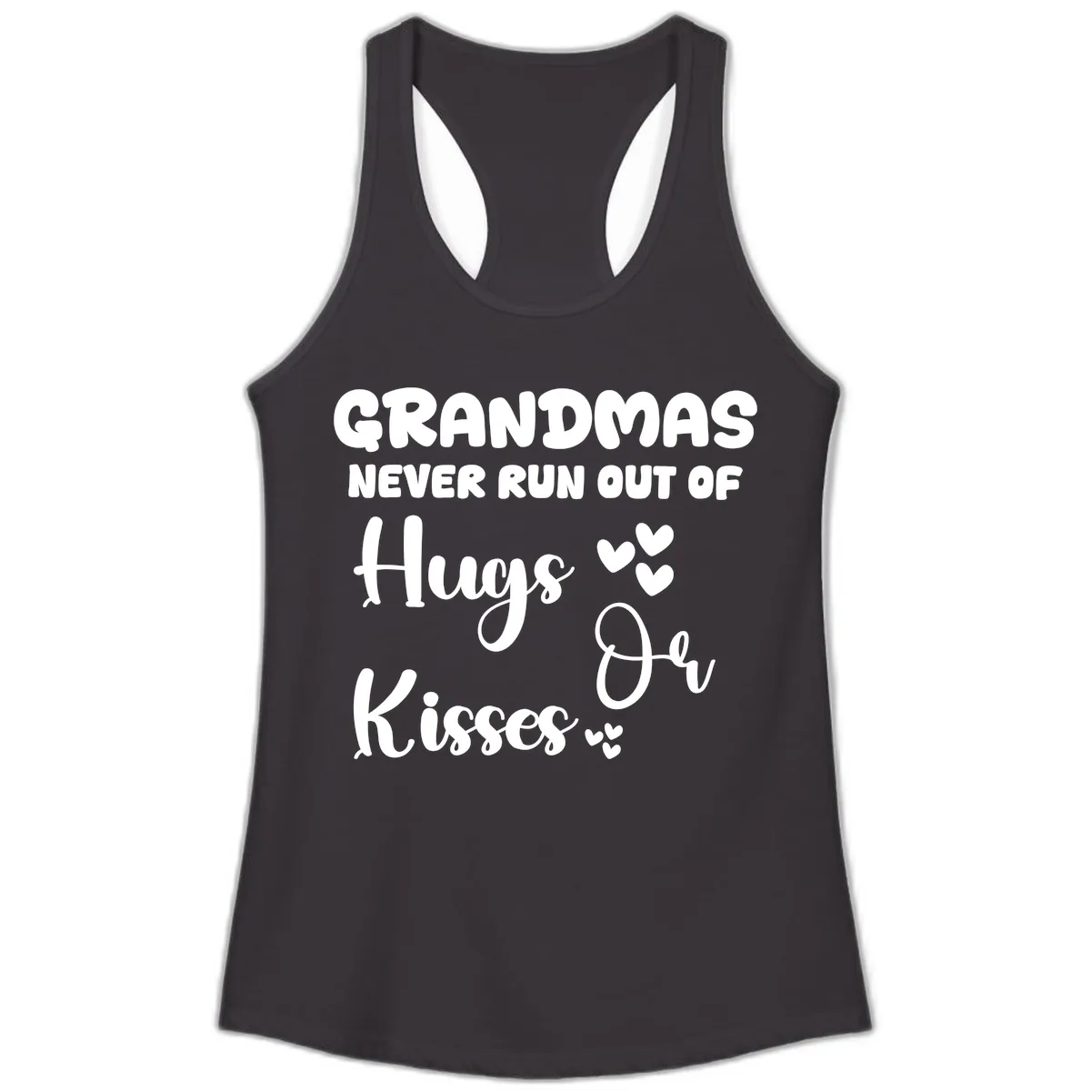 Grandmas Never Run Out Of Hugs Ladies Tank in Black