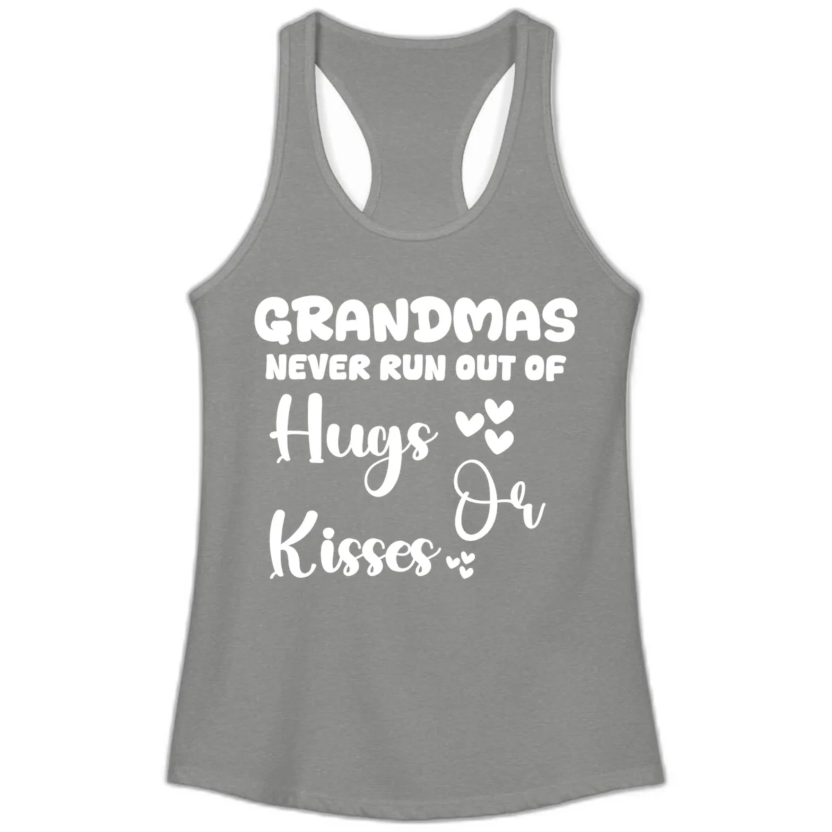 Grandmas Never Run Out Of Hugs Ladies Tank in Heather Grey
