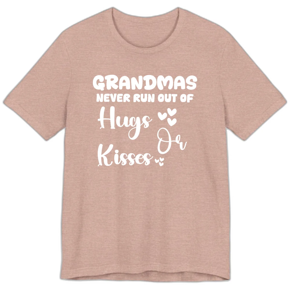 Grandmas Never Run Out Of Hugs Premium T-Shirt in Heather Prism Peach
