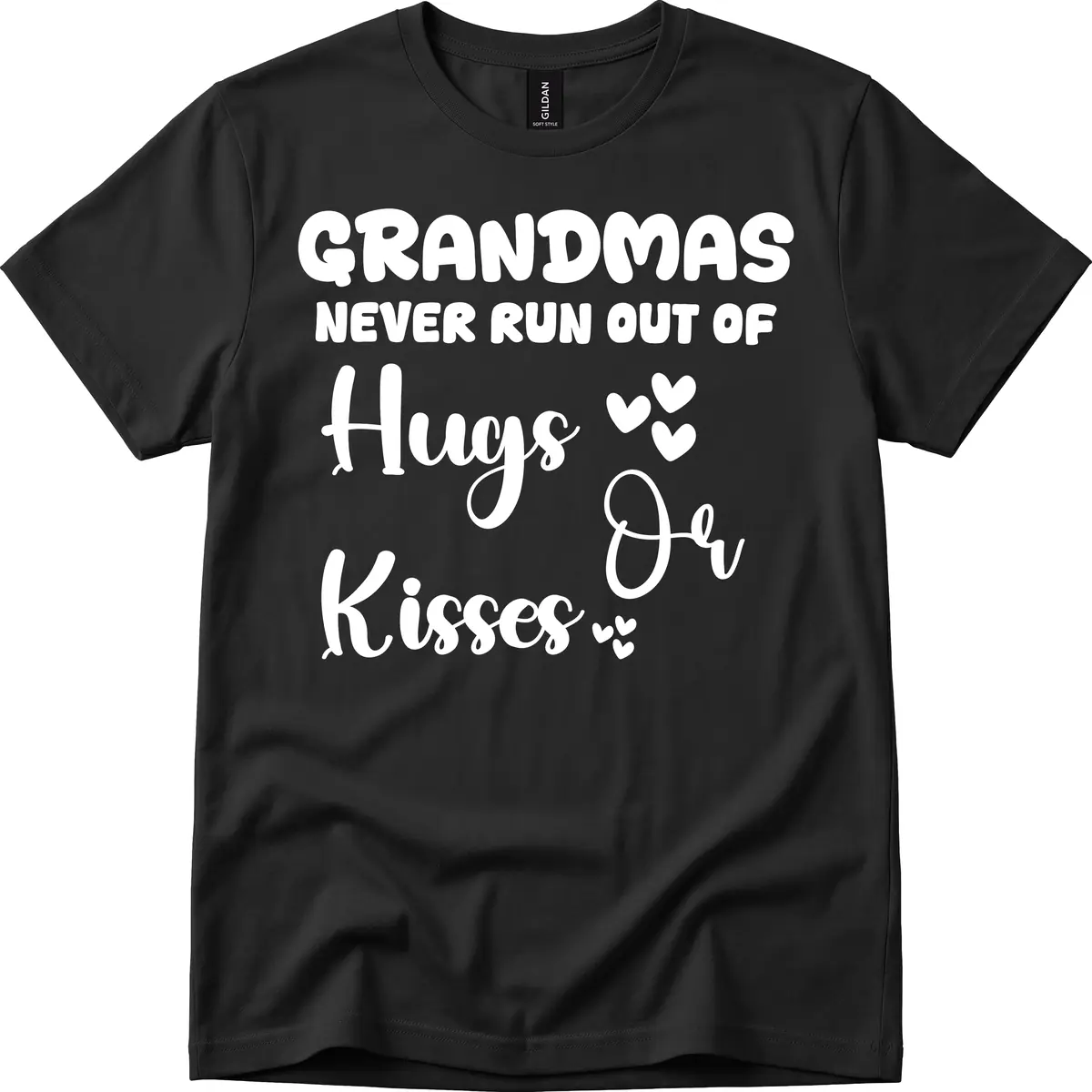 Grandmas Never Run Out Of Hugs T-Shirt in Black