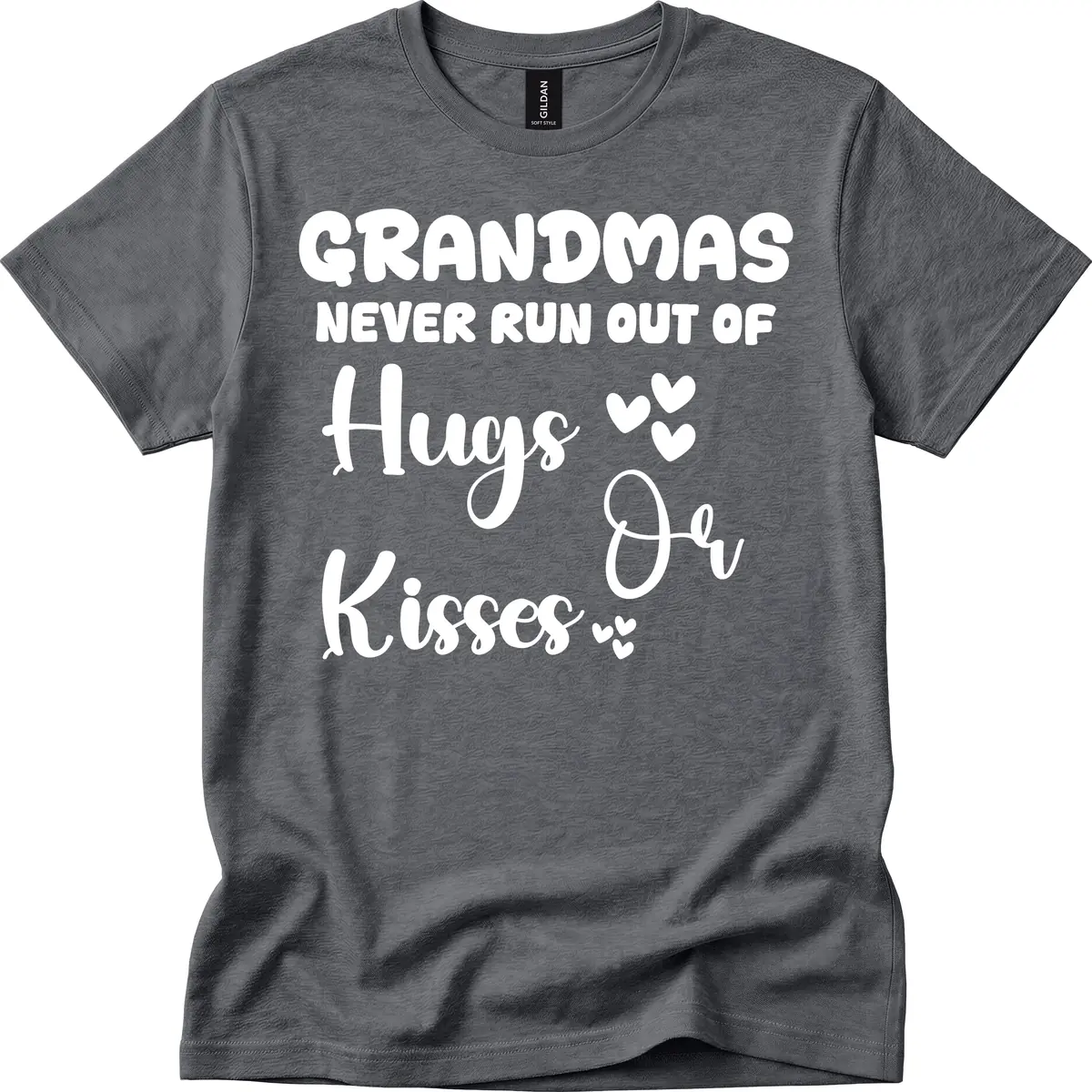 Grandmas Never Run Out Of Hugs T-Shirt in Dark Heather
