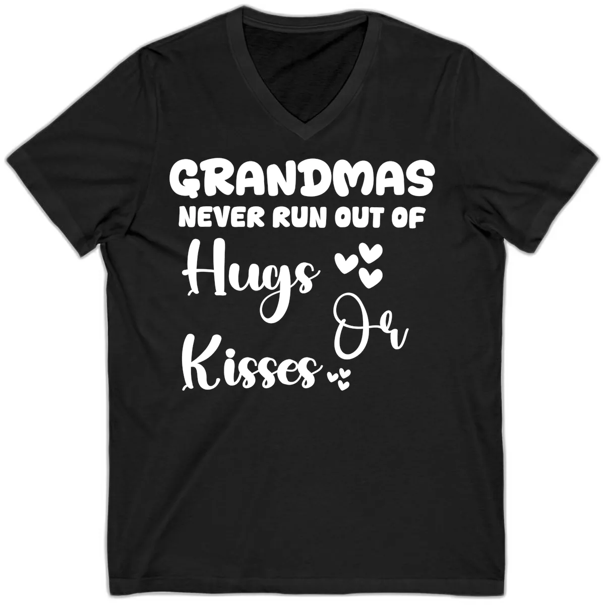 Grandmas Never Run Out Of Hugs V-Neck in Black