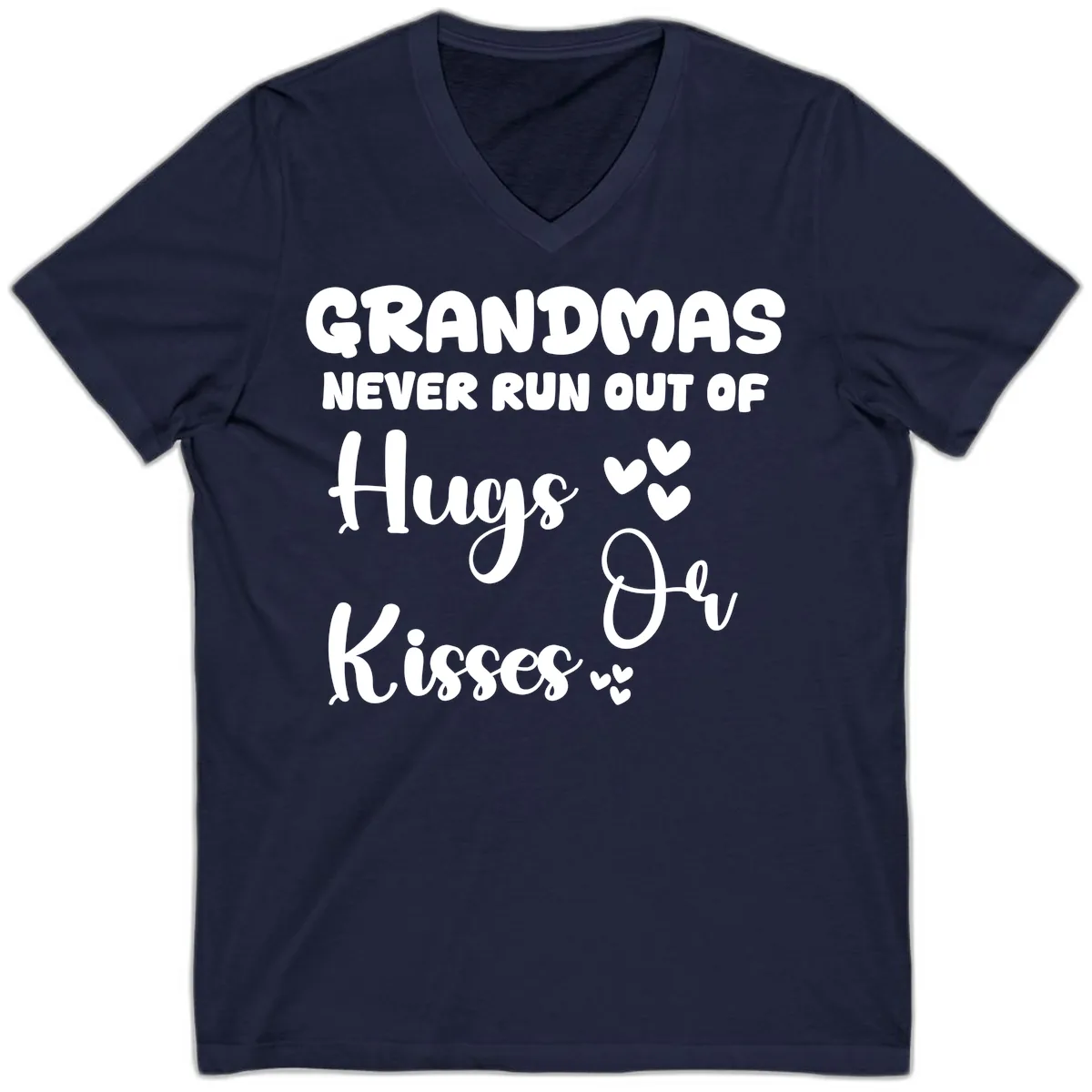 Grandmas Never Run Out Of Hugs V-Neck in Navy