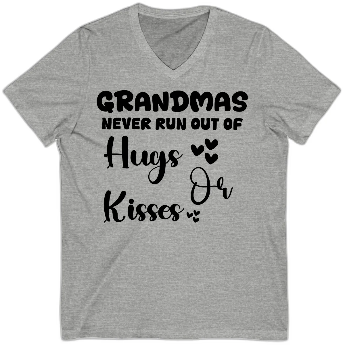 Grandmas Never Run Out Of Hugs V-Neck in Athletic Heather